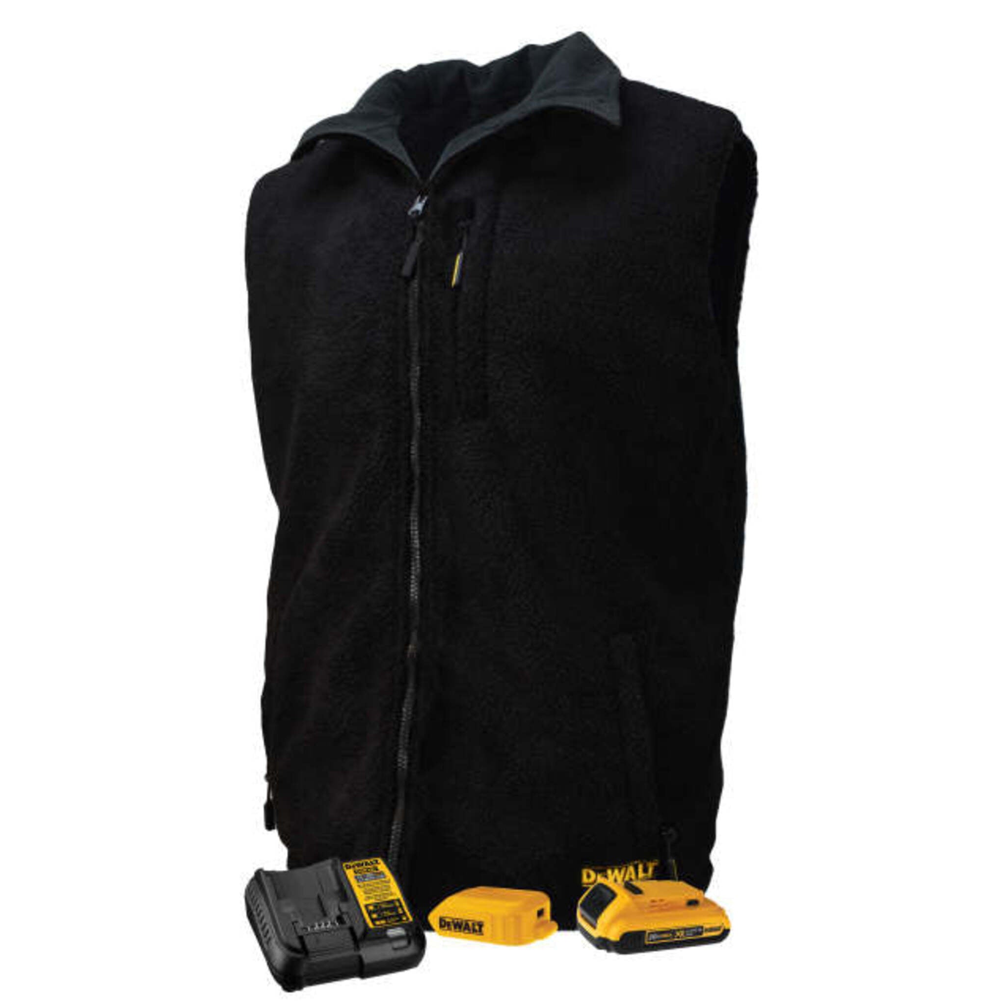 DEWALT® Men's Heated Reversible Fleece Vest with Battery – 3 Heat Zones, Wind Resistant, Soft Microfleece & Sherpa, 8 Pockets | Sizes S-3XL