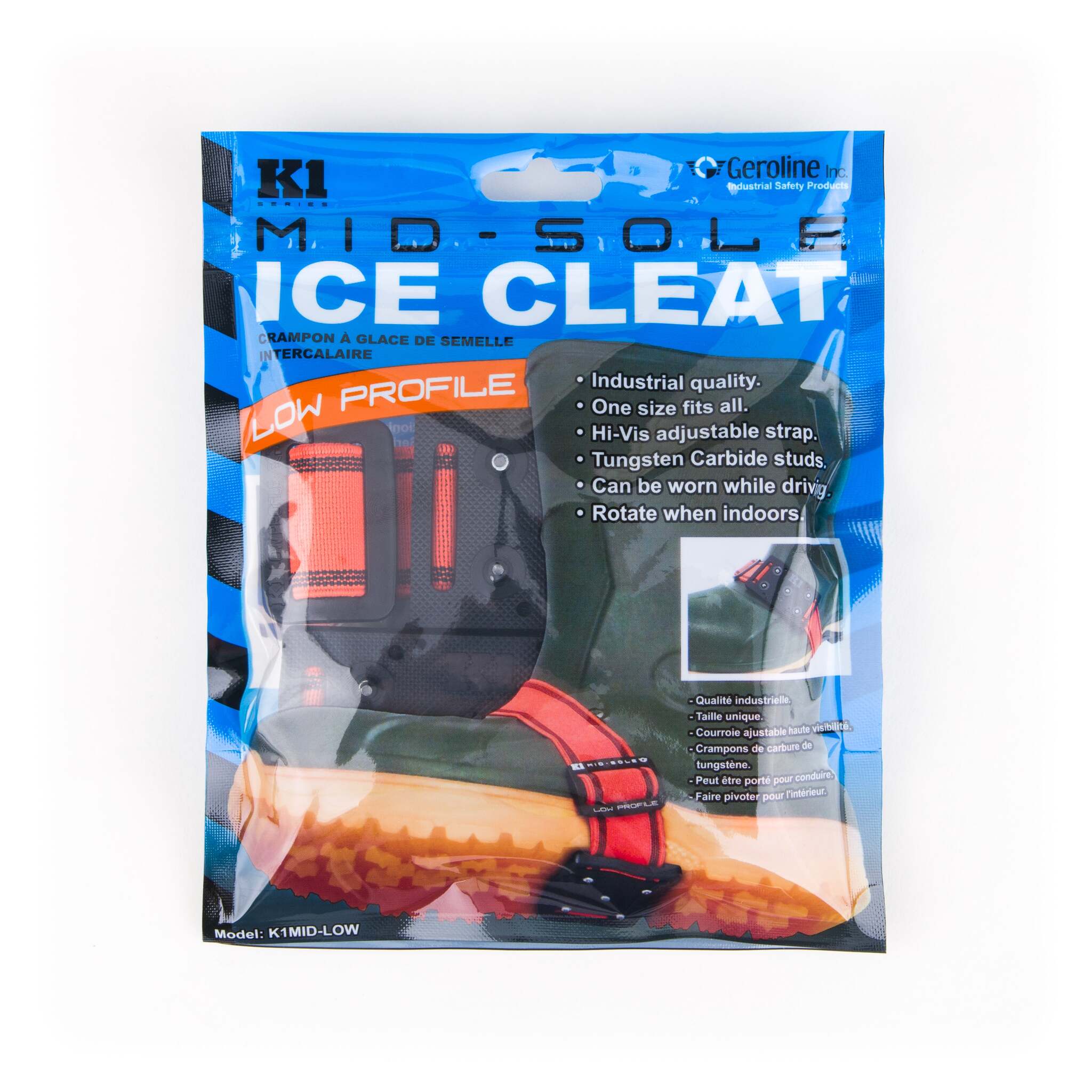 K1 Series Mid-Sole Low Profile Hi-Vis Ice Cleat (For Work Boots & Safety Shoes) Work Boots - Cleanflow