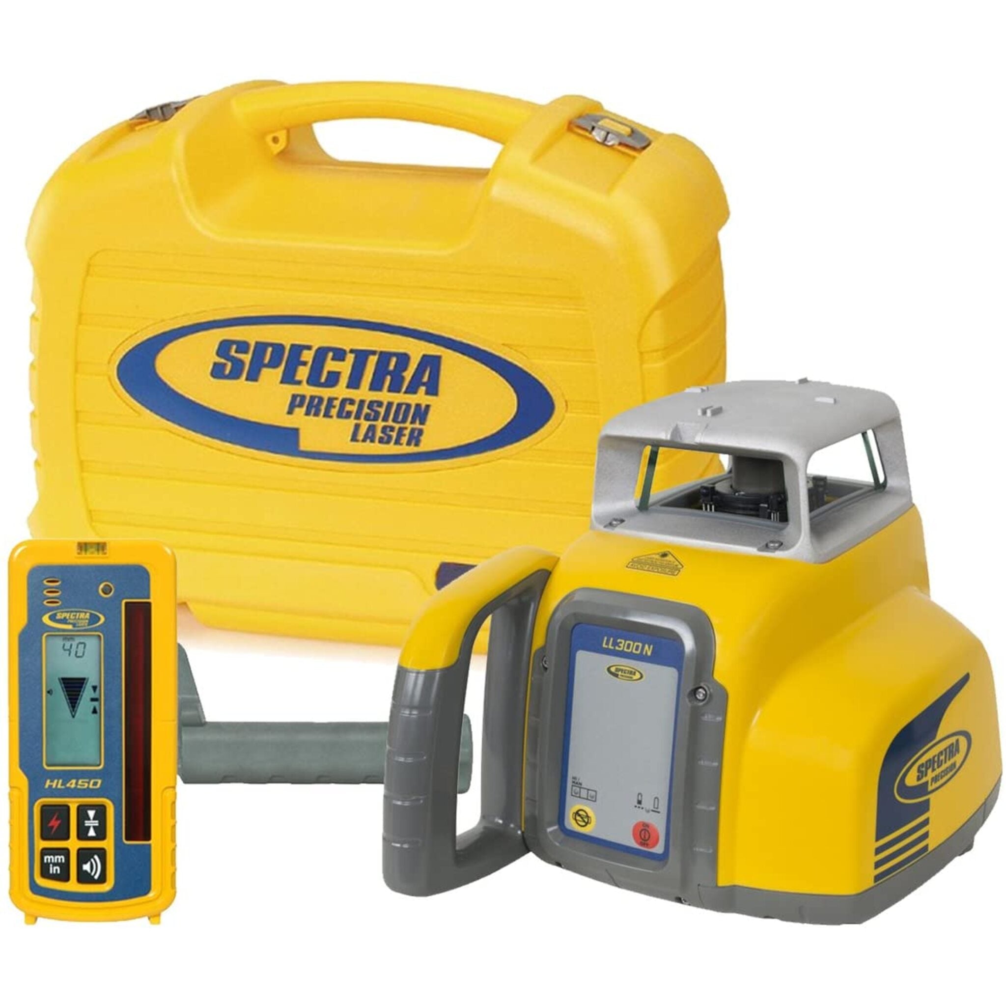 Spectra Precision LL300N Laser Level Package, HL450 Receiver, 1650 ft Range, IP66, NiMH/Alkaline, Robust Design, in Carrying Case