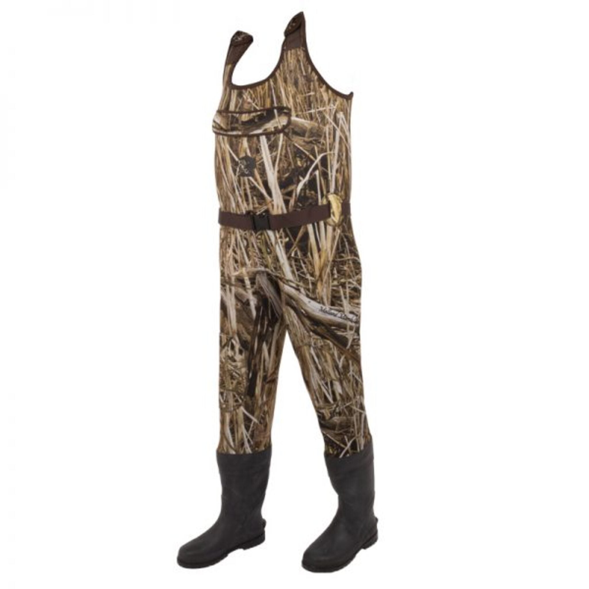 Green Trail Waterfowler Neoprene Chest Waders – Grass Ghost Camo, Insulated Rubber Bootfoot, Reinforced Knees & Cleated Sole | Sizes 6-13