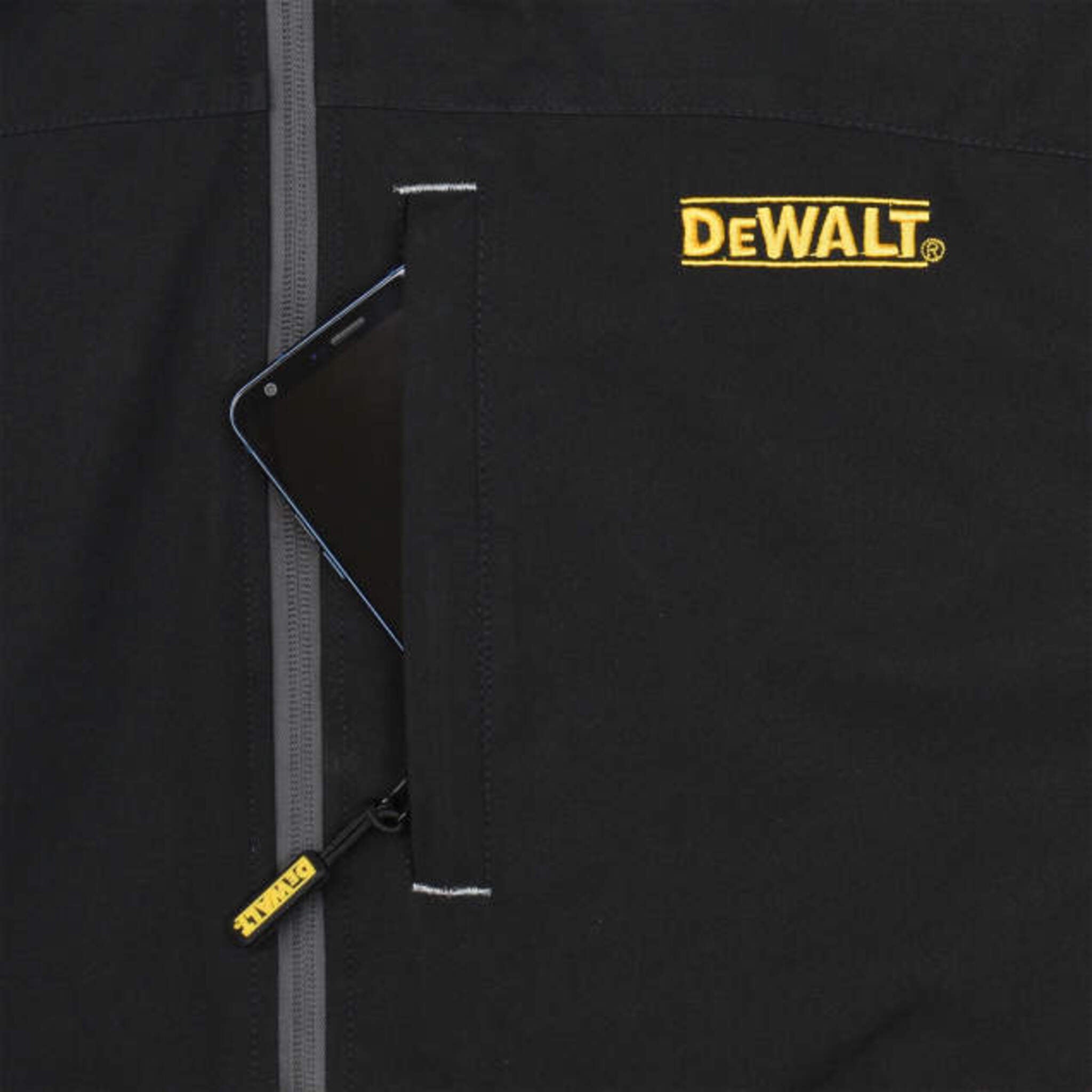 DEWALT® Men's Heated Fleece Lined Structured Soft Shell Jacket – 3 Heat Zones, Wind & Water Resistant, Multiple Pockets, Adjustable Fit | Sizes S-3XL