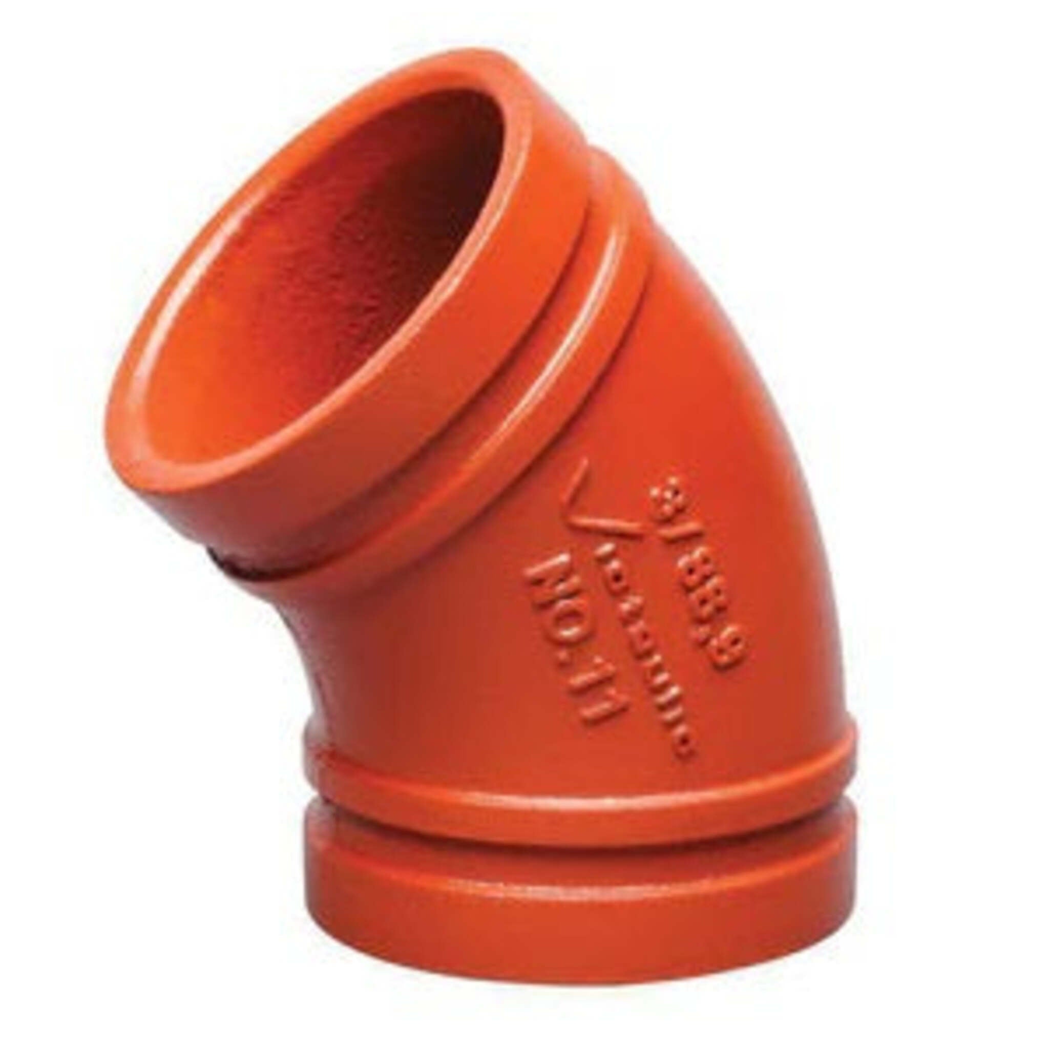 Victaulic #11 Grooved 45° Elbow, Ductile Iron, ASTM A536 Grade 65-45-12, Painted Finish, VdS, LPCB, FM Approved, Reliable Pipe Fitting Solution