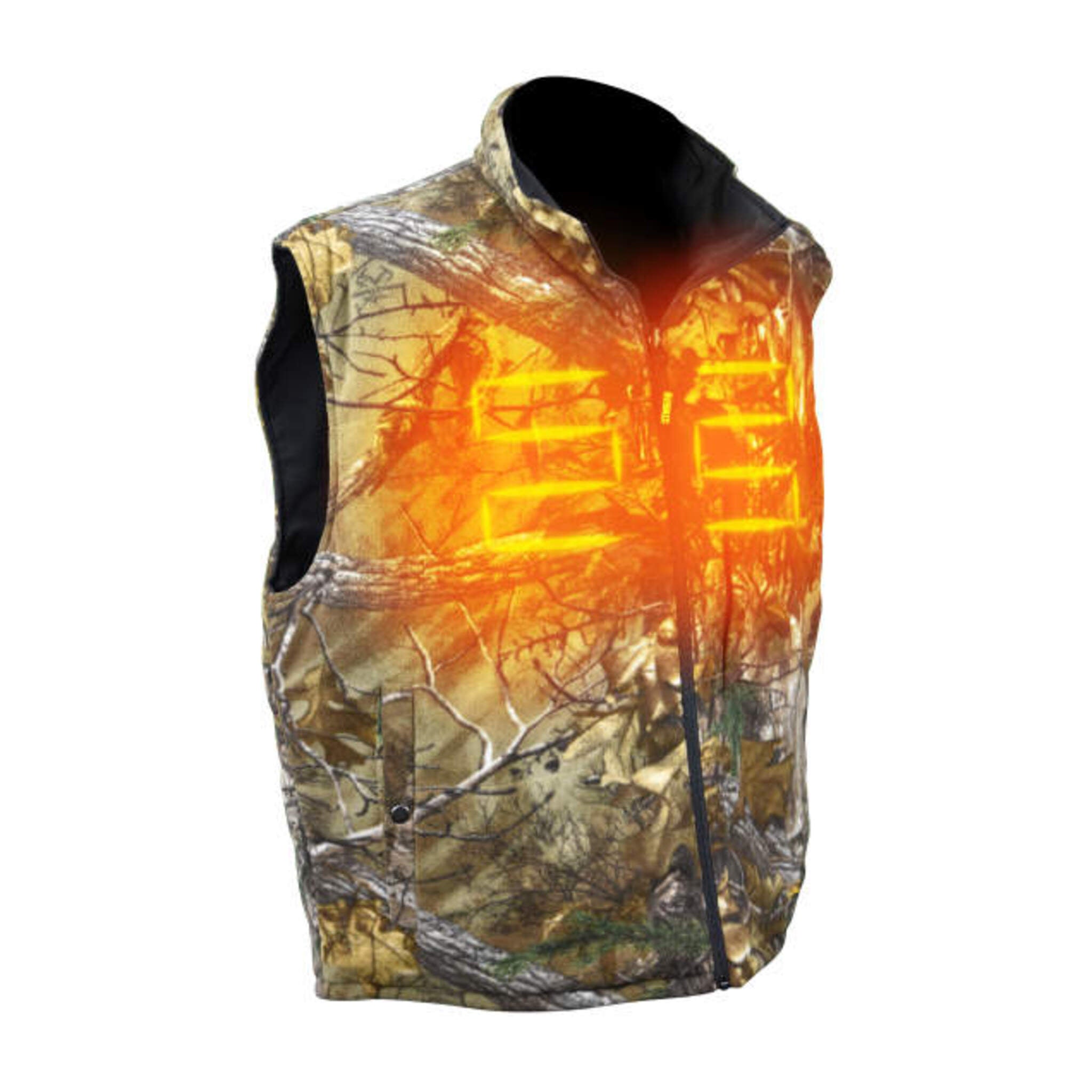 DEWALT® Realtree Xtra® Men's Camouflage Fleece Heated Vest with Battery – Lightweight, 3 Heat Settings, USB Charging, Wind Resistant | Sizes S-3XL