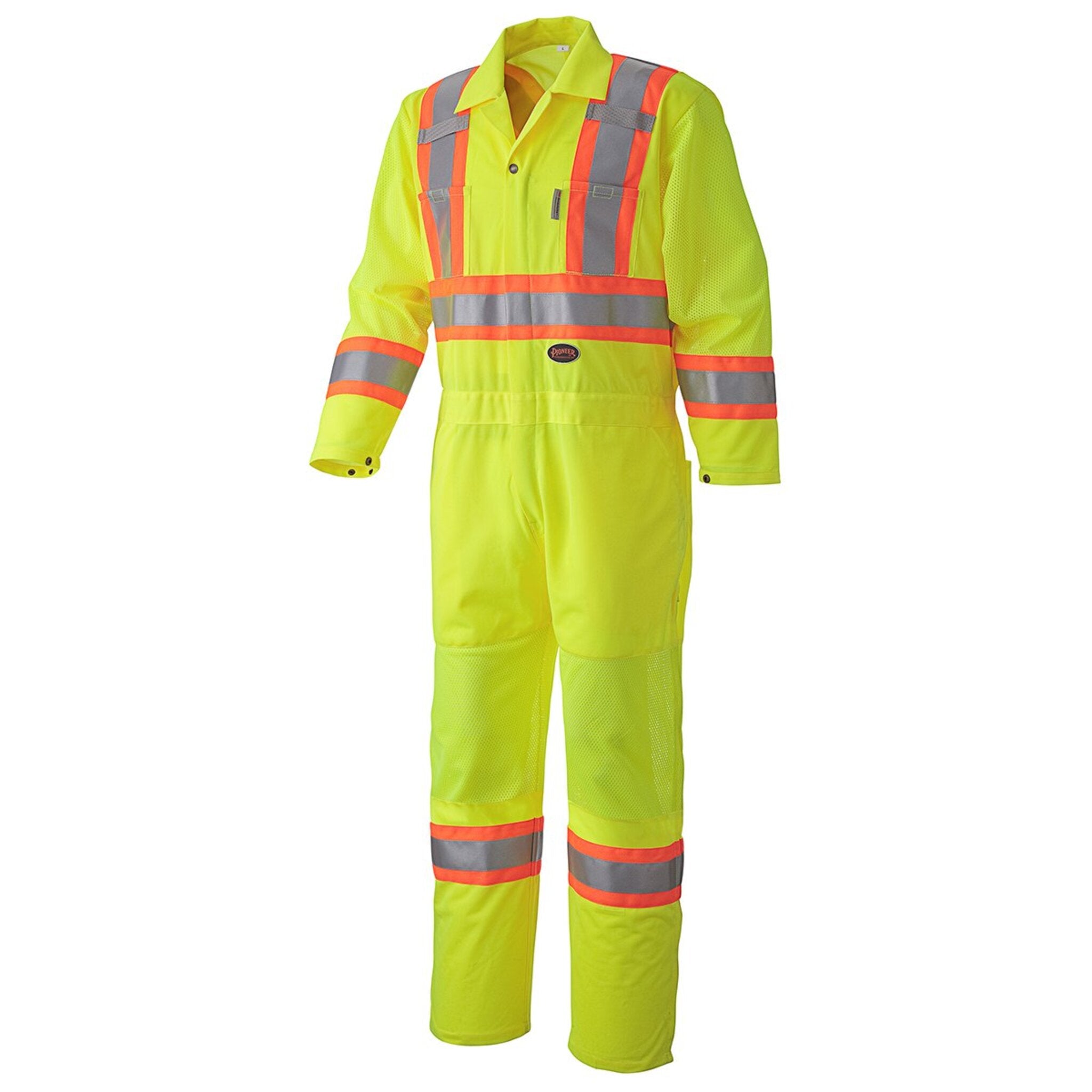 Pioneer Poly Knit Traffic Safety Coverall with Breathable Mesh Leg and Arm Panels | Yellow | M-5XL Hi Vis Work Wear - Cleanflow