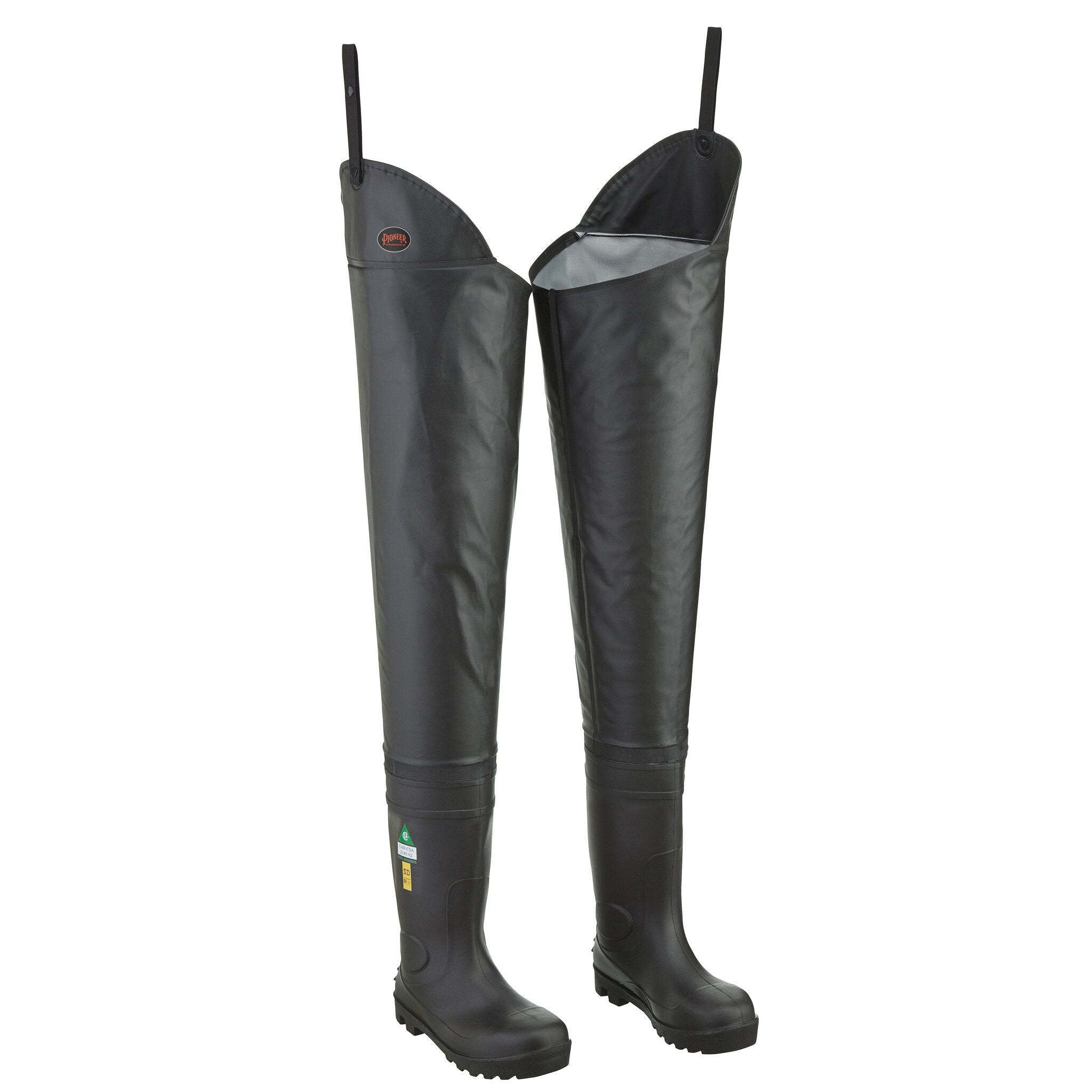 Pioneer PVC/Canvas Economy Industrial Safety Hip Waders | Sizes 8-13 Work Boots - Cleanflow