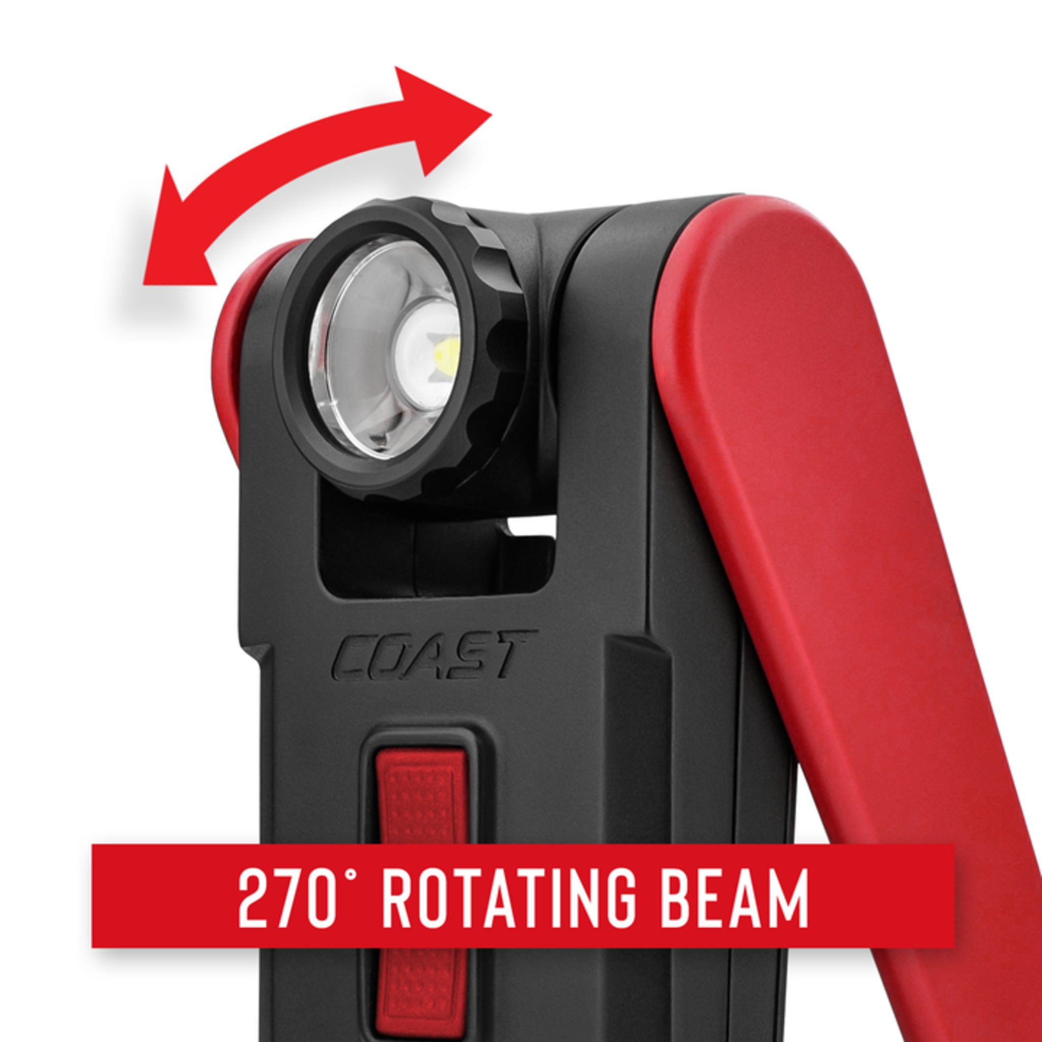 Coast® PM200 Magnetic Work Light - 500 Lumens, 195M Beam, 360° Rotating Handle, Dual Power, 45-Hour Runtime, IP54 Weather-Resistant, Durable