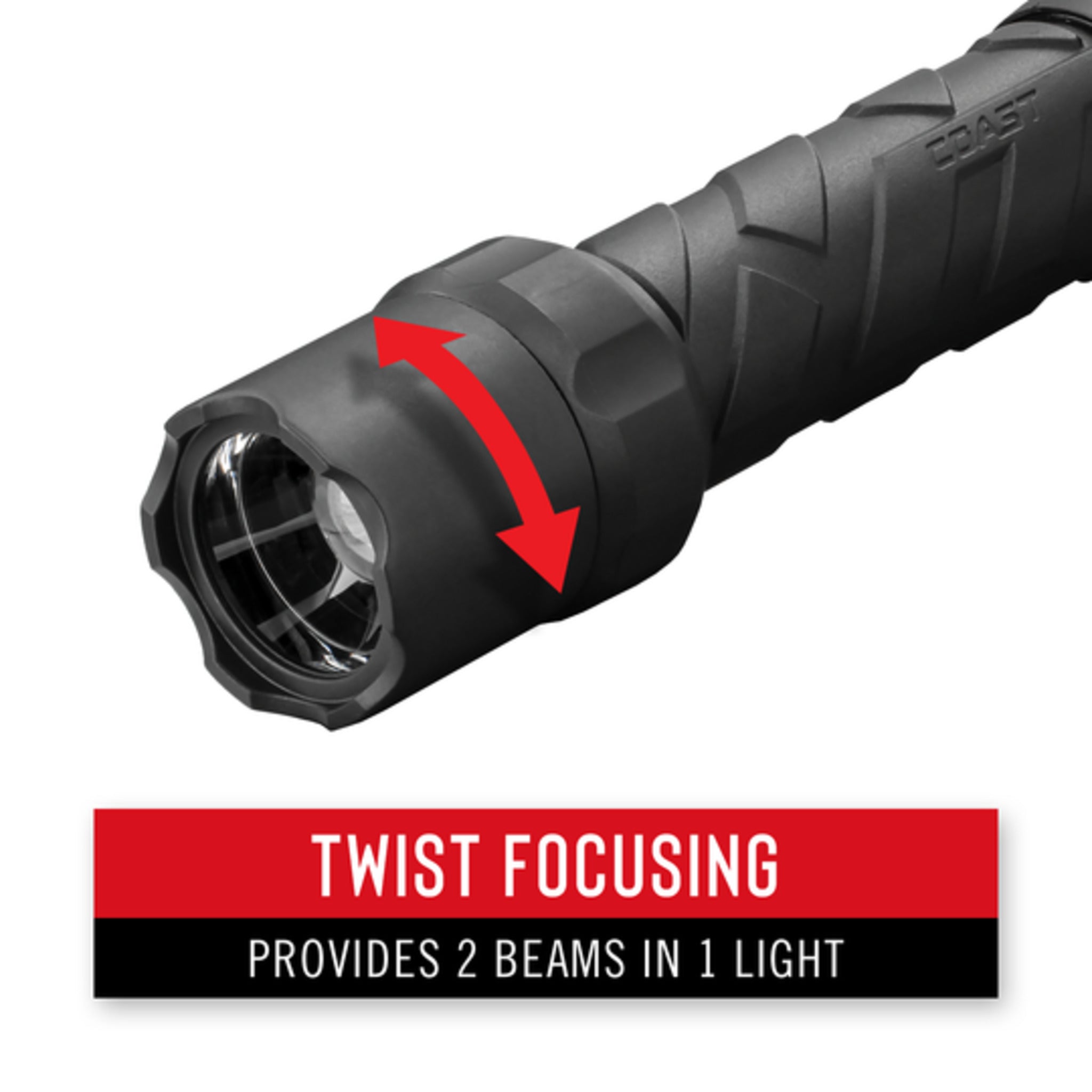 Coast® POLYSTEEL® PS1000 Pure Beam Focusing Flashlight - 1000 Lumens, 351M Beam, 3 Modes, Rugged & Durable, Stormproof, TWIST FOCUS™, Reliable