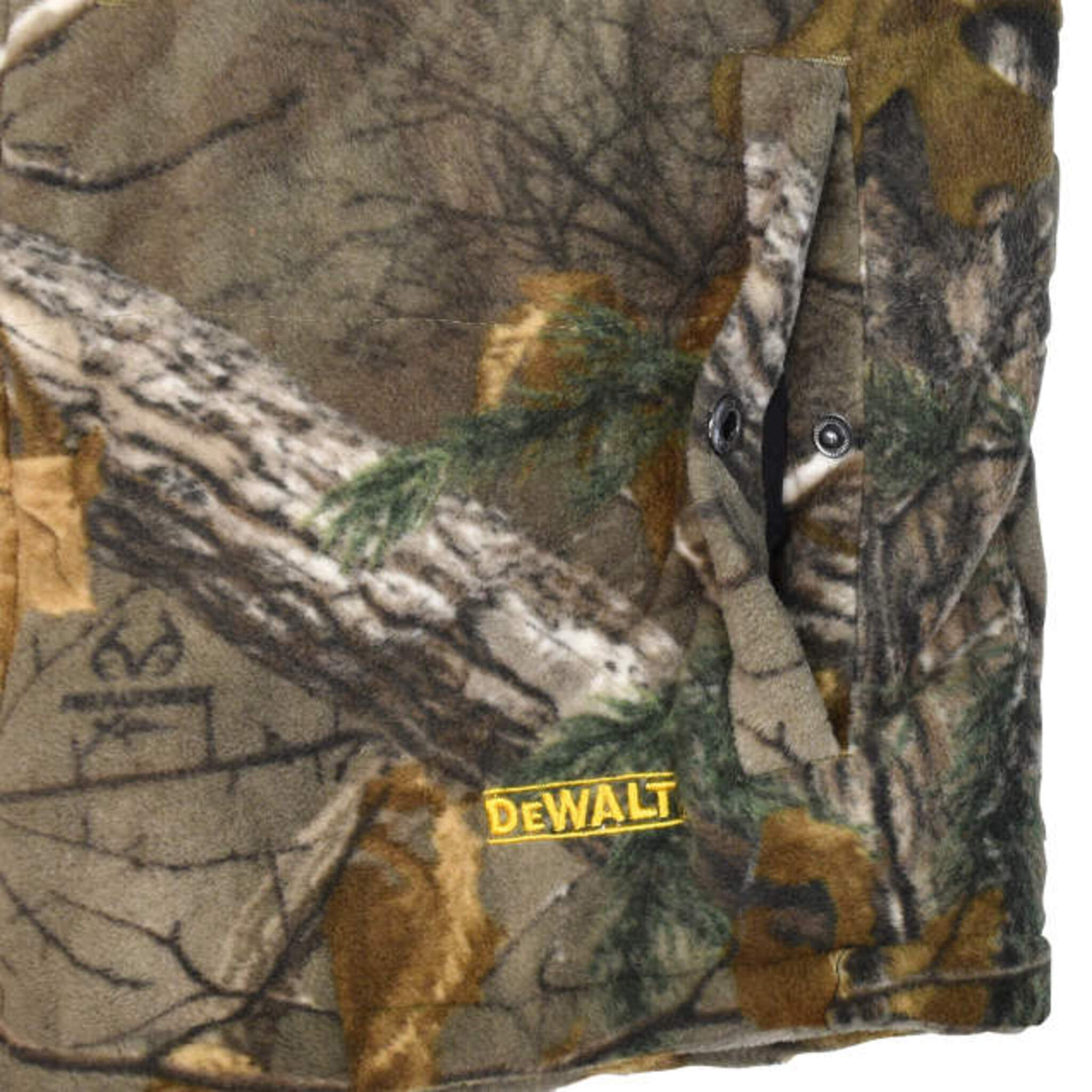 DEWALT® Realtree Xtra® Men's Camouflage Fleece Heated Vest with Battery – Lightweight, 3 Heat Settings, USB Charging, Wind Resistant | Sizes S-3XL