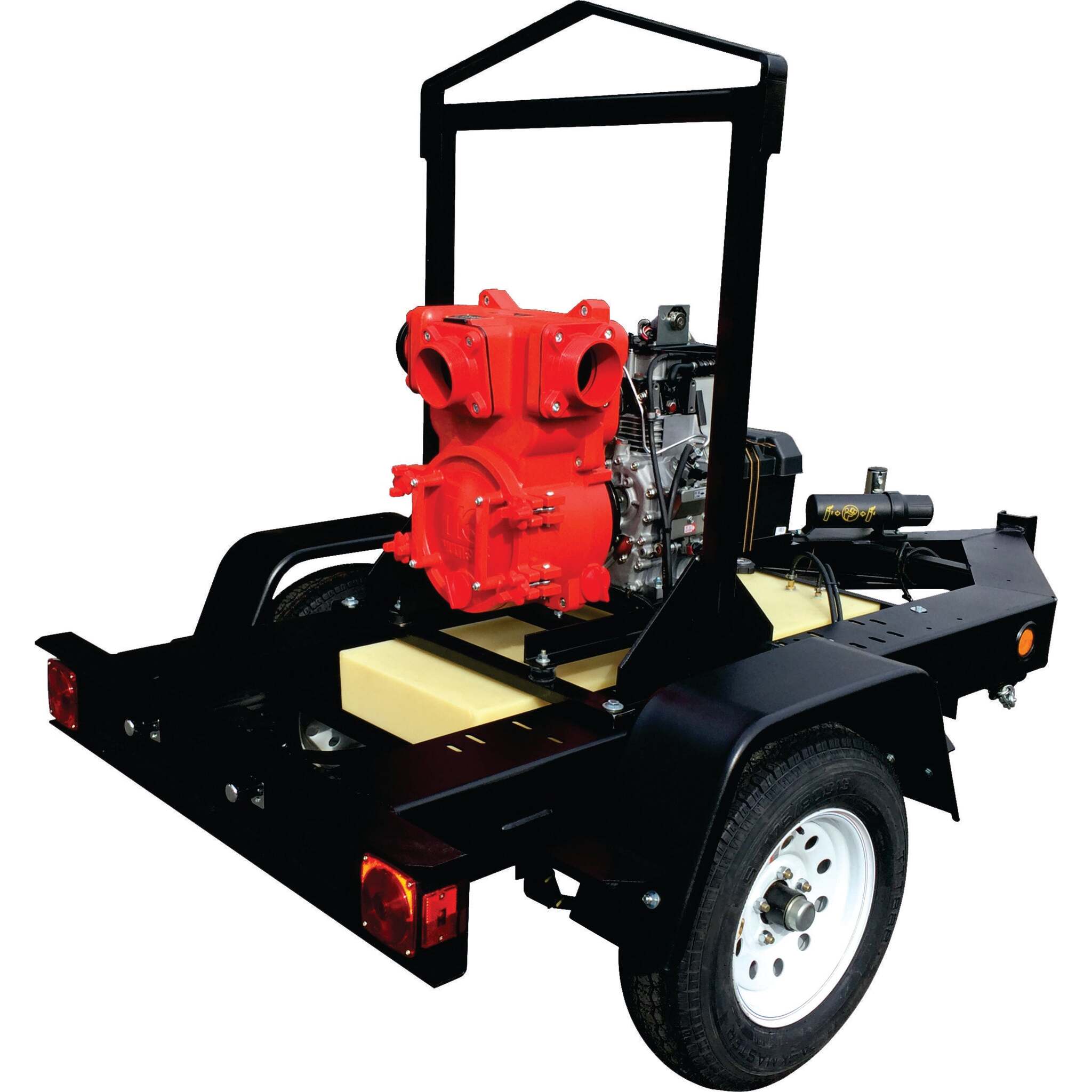 Multiquip QP4TKT16 Trailer Mounted 4-Inch Diesel Engine Trash Pump with 16 Gallon Fuel Cell and Electric Start