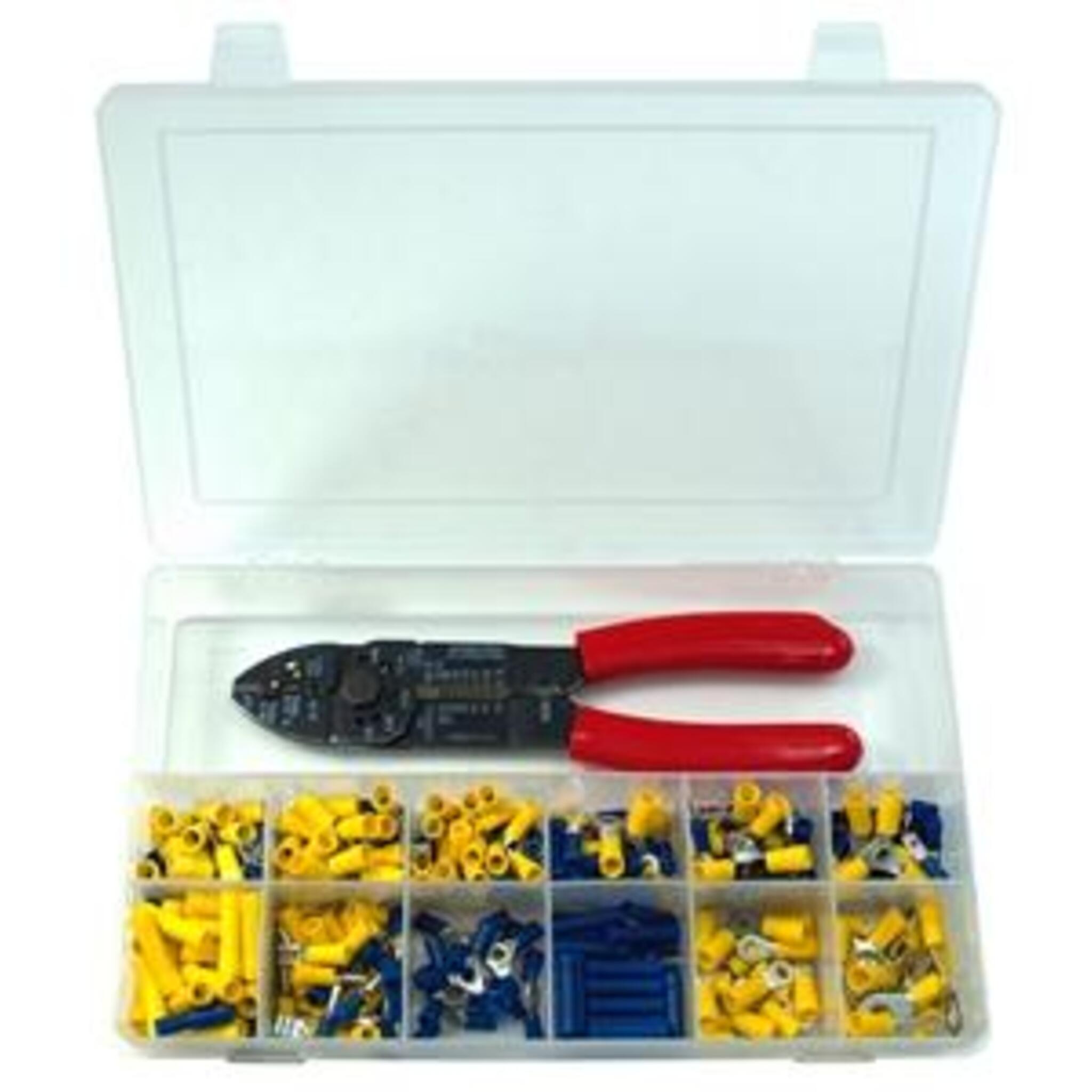 Quick Cable PVC Solderless Terminal Kit w/ Crimper - 295 Piece Maintenance Supplies - Cleanflow