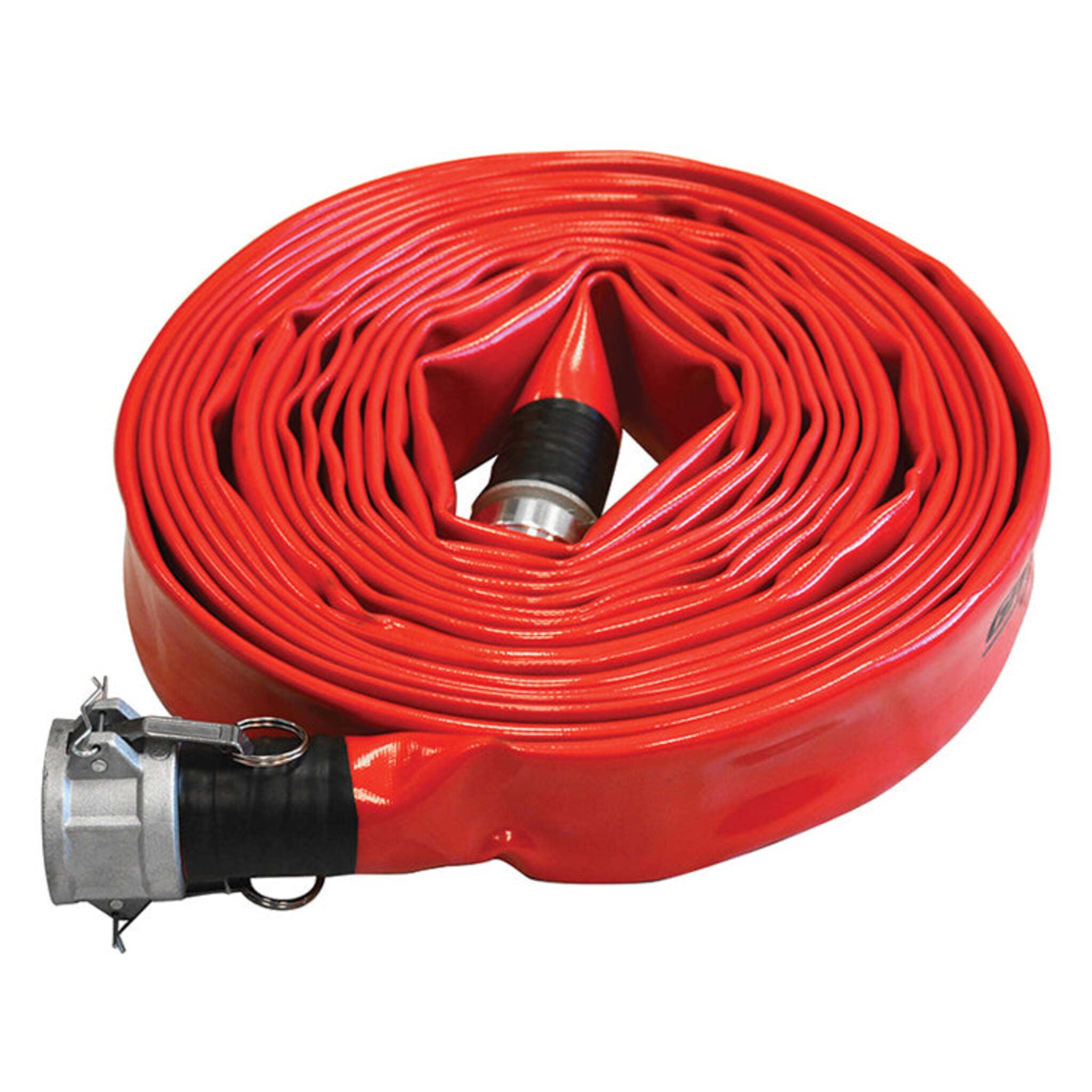 Heavy Wall Red PVC Layflat Discharge Hose Assemblies (w/ Male X Female Camlocks) Hose and Fittings - Cleanflow