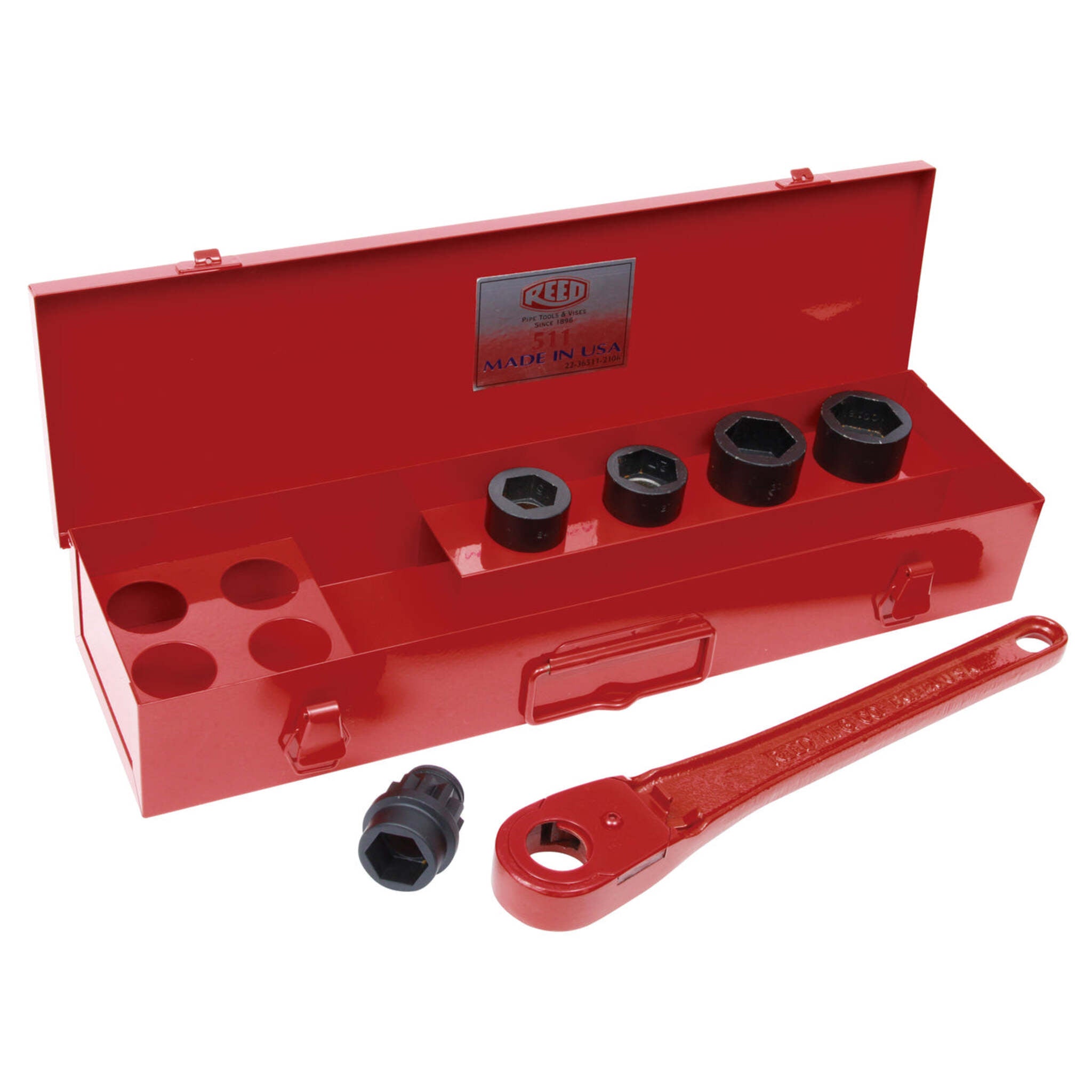 Reed L511 Thru-Bolt Utility Set | Handle and 4 Sockets Pipe Tools - Cleanflow