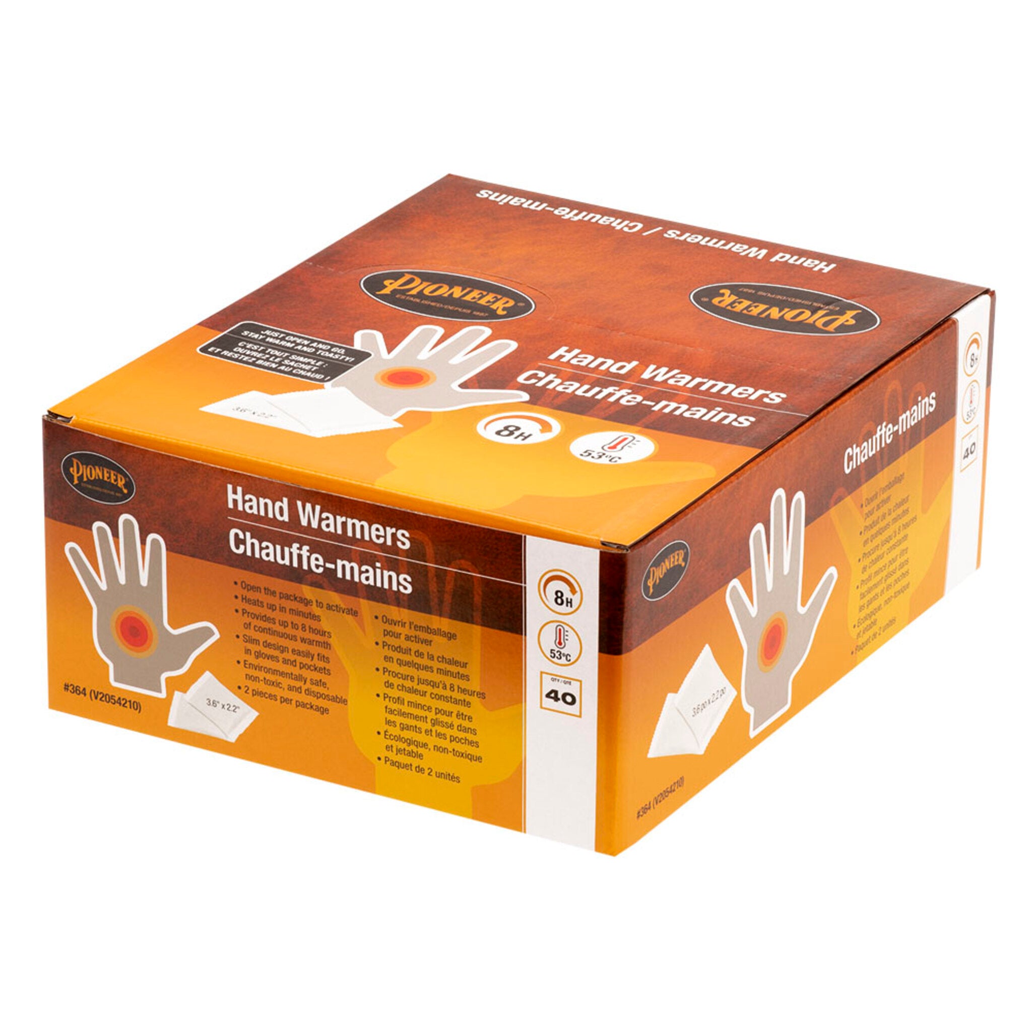 Pioneer Hand Warmers - Pack of 40, Air-Activated, Long-Lasting, Safe & Non-Toxic, Disposable, Ideal for Cold Weather, Outdoor Activities & Worksites