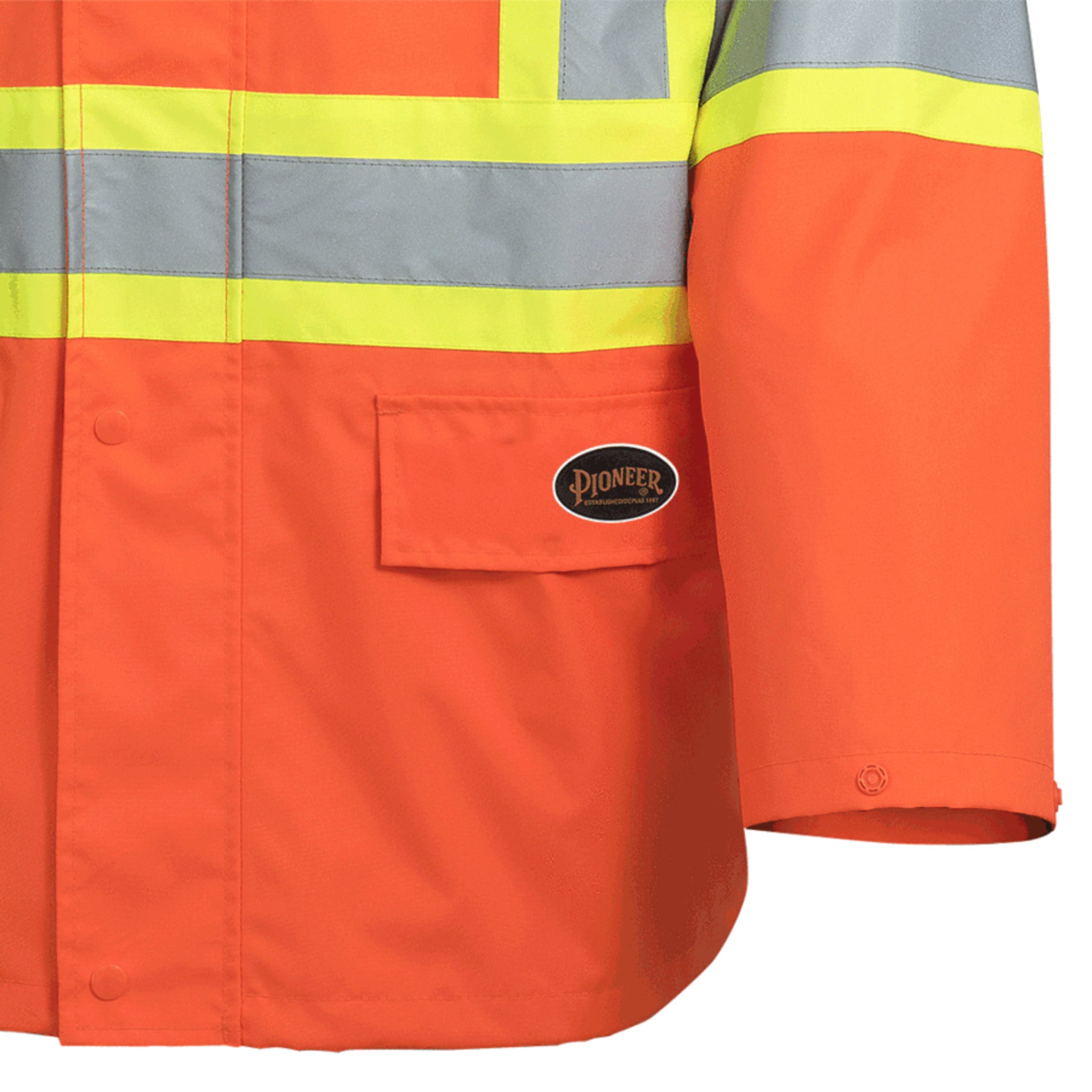 Pioneer The Rock 300D Oxford Polyester Waterproof Safety Rain Jacket | S-5XL Hi Vis Work Wear - Cleanflow