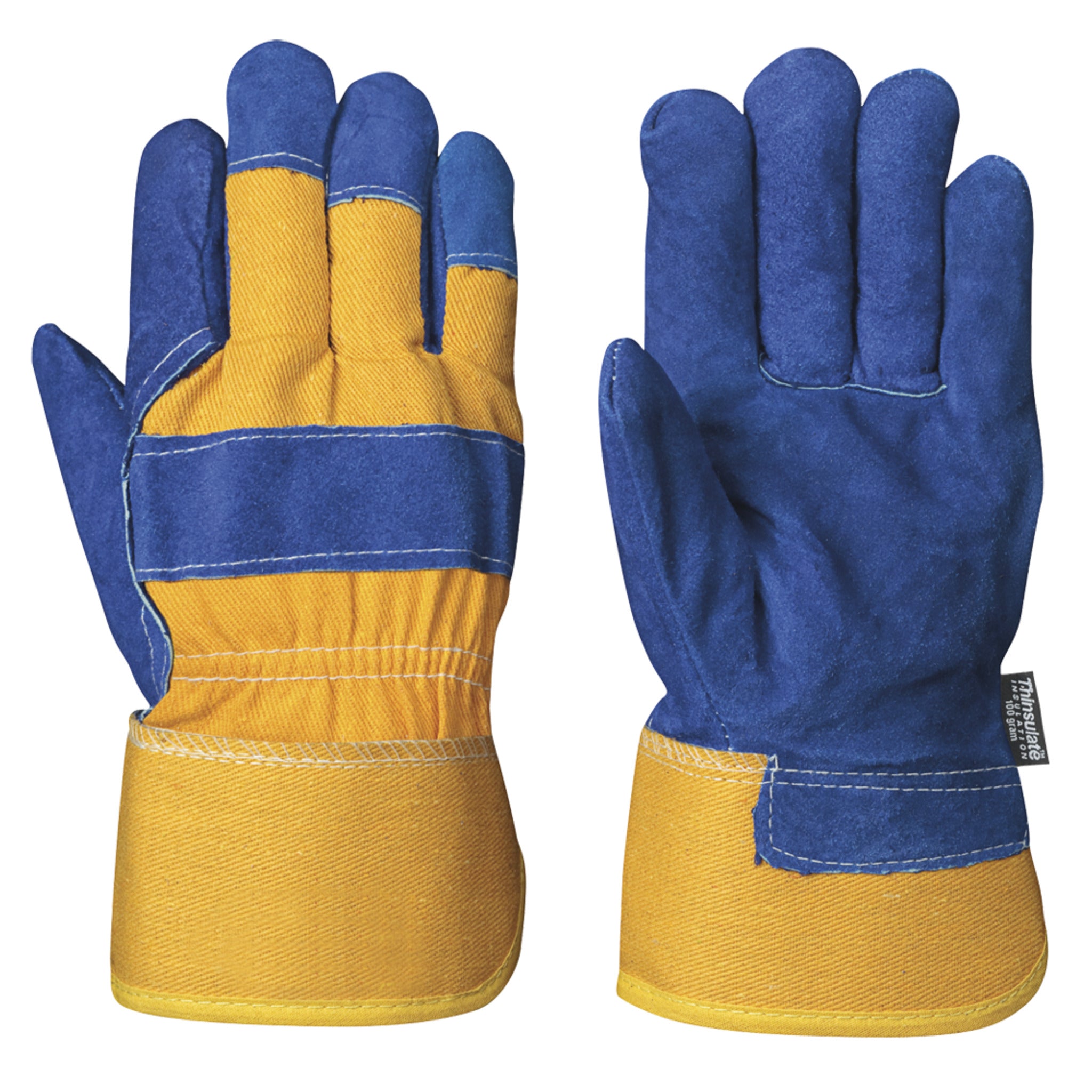 Pioneer 100G Thinsulate Lined Fitter's Cowsplit Gloves | Pack of 12 Pairs Work Gloves and Hats - Cleanflow