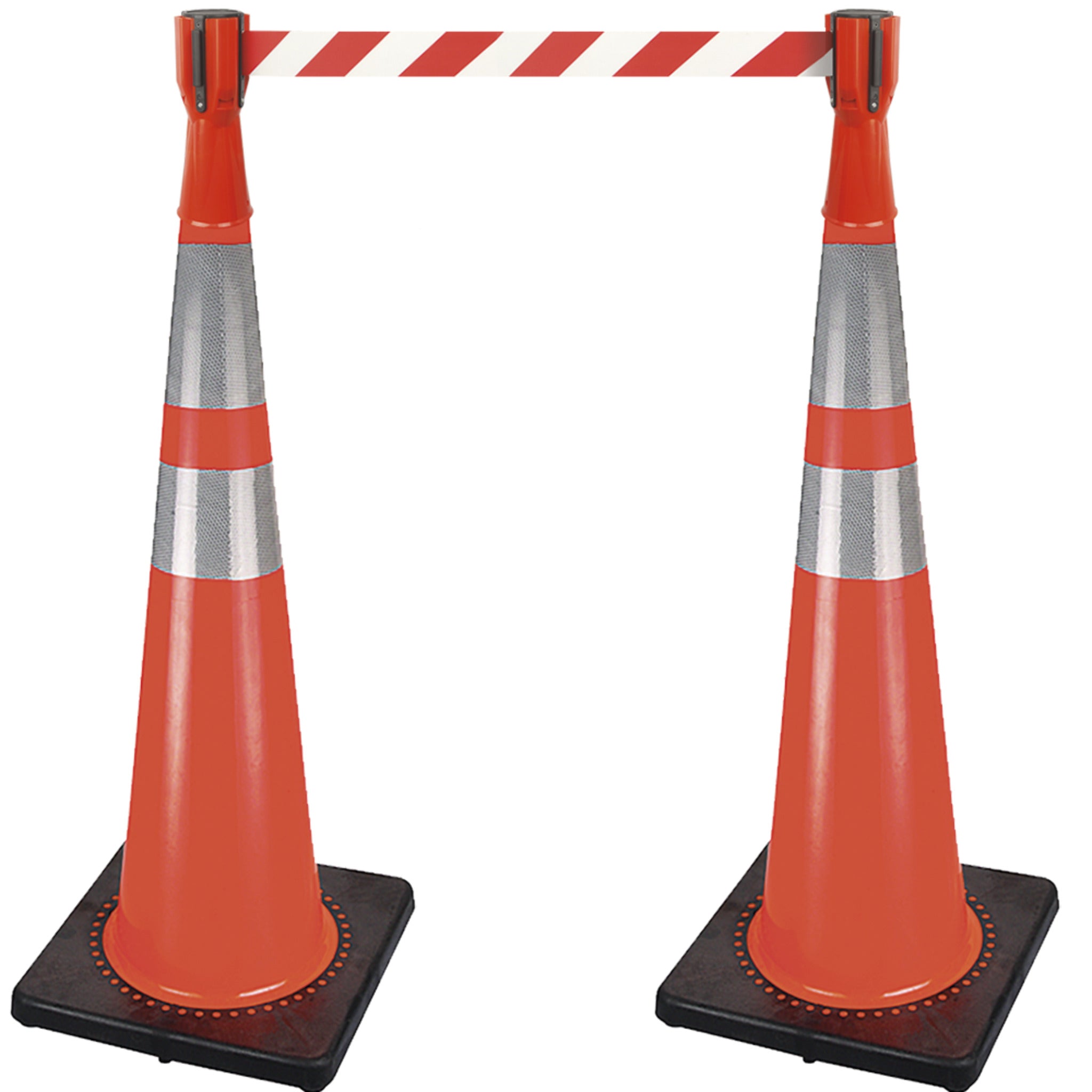 Pioneer Cone Topper - Solid Polypropylene, UV Resistant, 2"x10' Retractable Barricade Tape, 4-Way Connection, Durable, Universal Fit for Traffic Cones