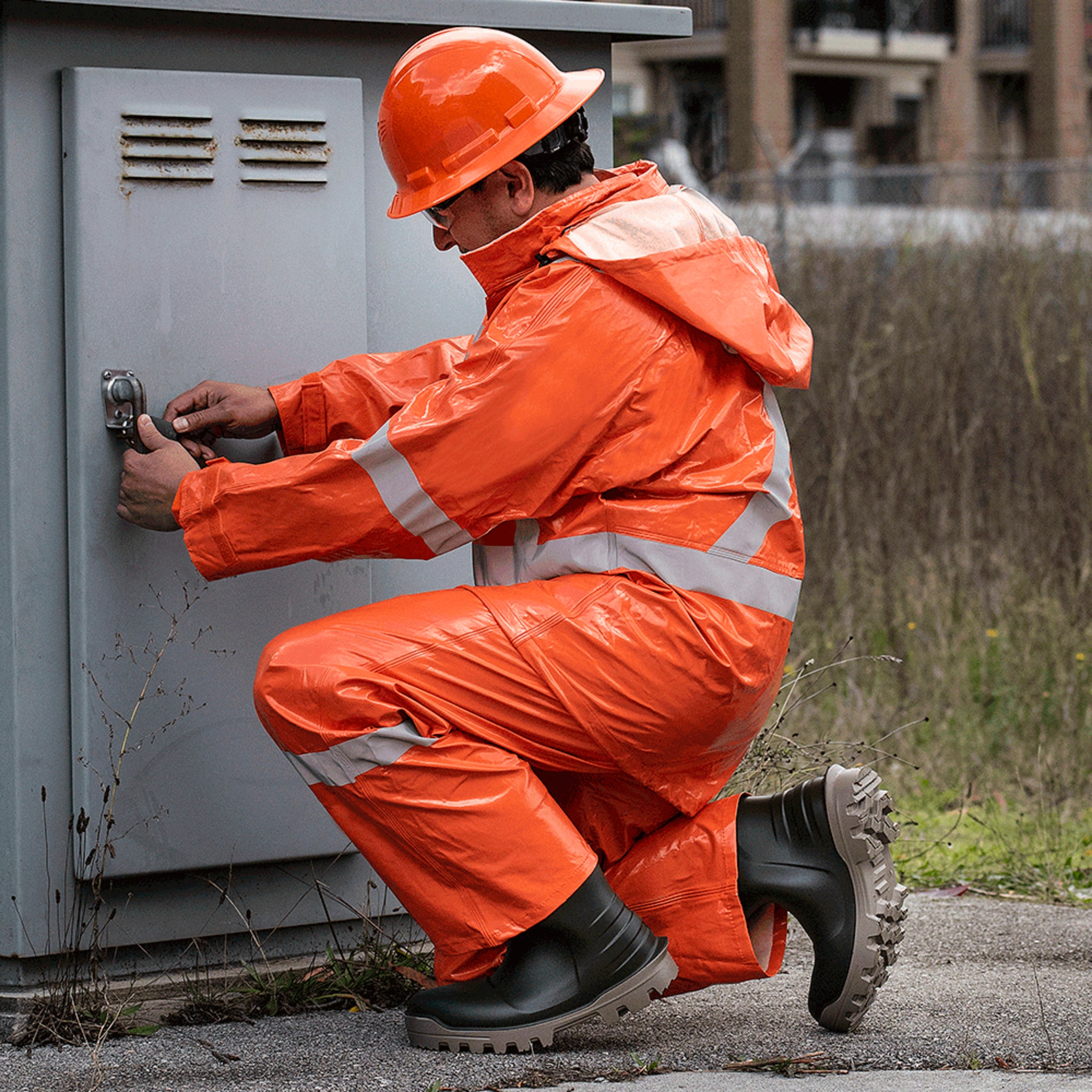 Ranpro Utili-Gard® FR/ARC Rated Bib Pants - PVC Coated Nomex®/Kevlar® | Orange | Sizes XS - 4XL Flame Resistant Work Wear - Cleanflow