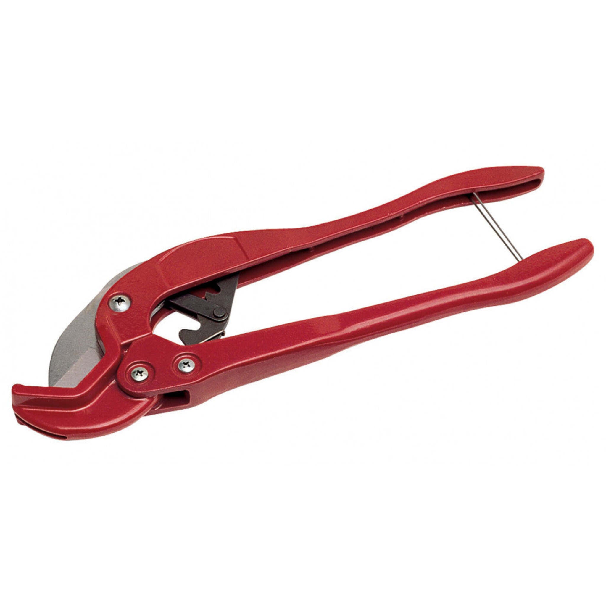 Reed RS1 One-Handed Ratchet Shears for PE, PP, PEX, ABS, PVC Pipes – 1-1/4" Capacity, 7-Step Mechanism, Ergonomic Design for Precision Cutting