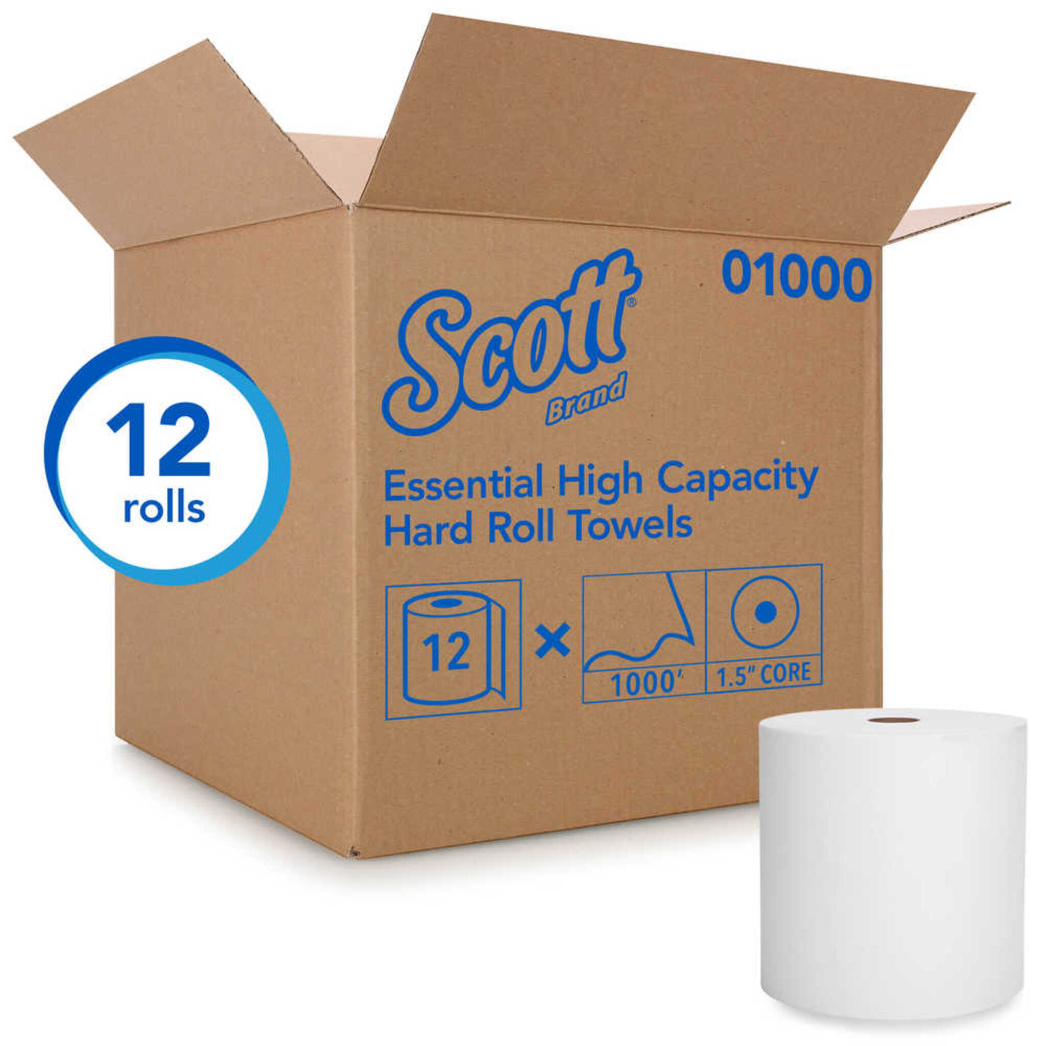 Scott 01000 Roll Towel, 8" X 1000', Case of 12 Janitorial Supplies - Cleanflow