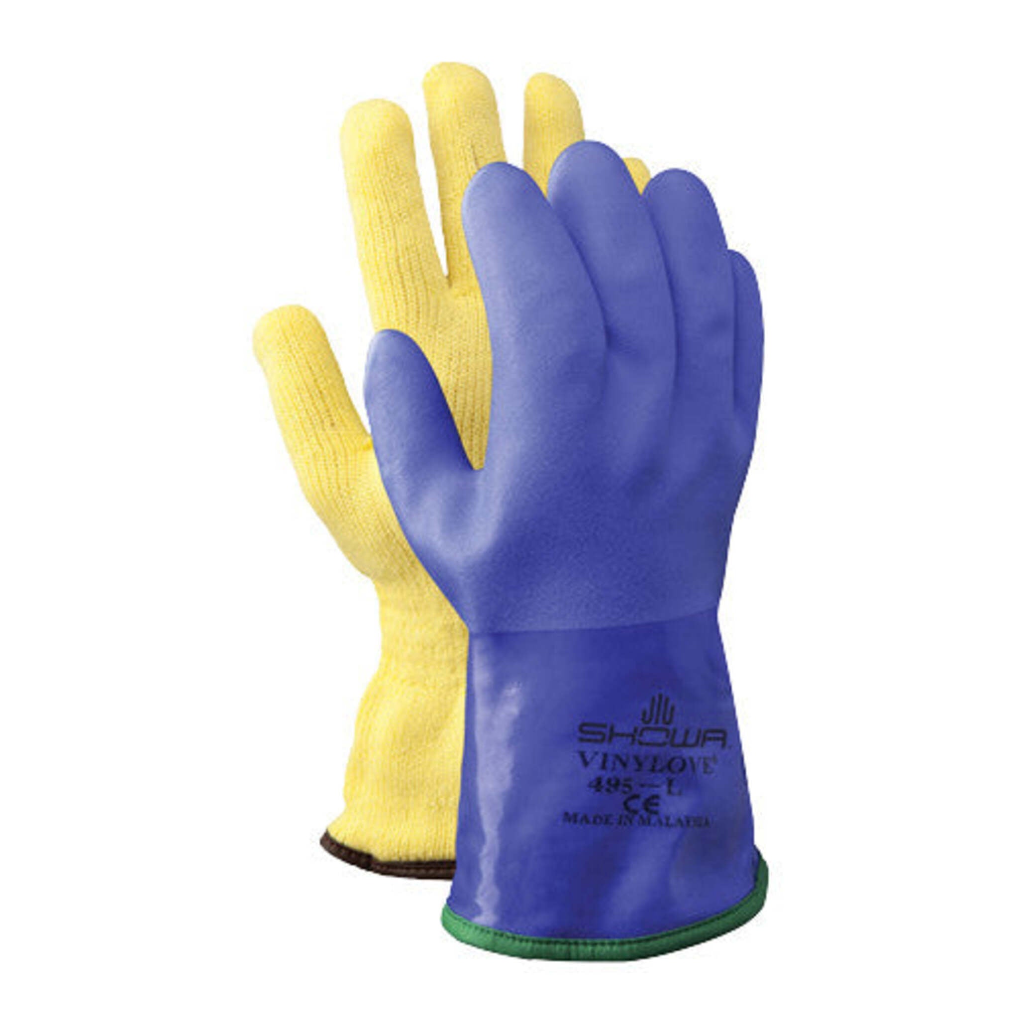 Showa 495 Rough Grip PVC Glove with Removable Acrylic Liner Work Gloves and Hats - Cleanflow