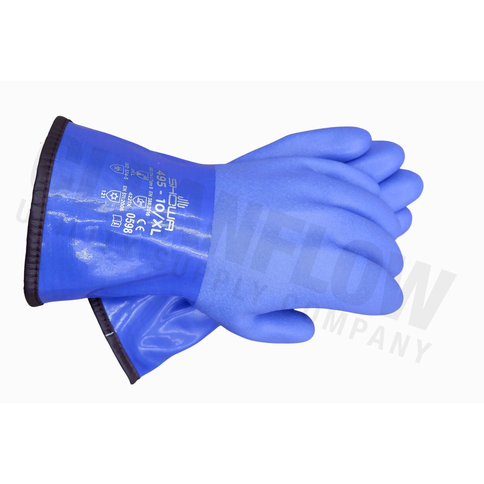 Showa 495 Rough Grip PVC Gloves with Removable Acrylic Liner | Cold-Resistant to -20°C, Enhanced Grip for Wet & Oily Conditions