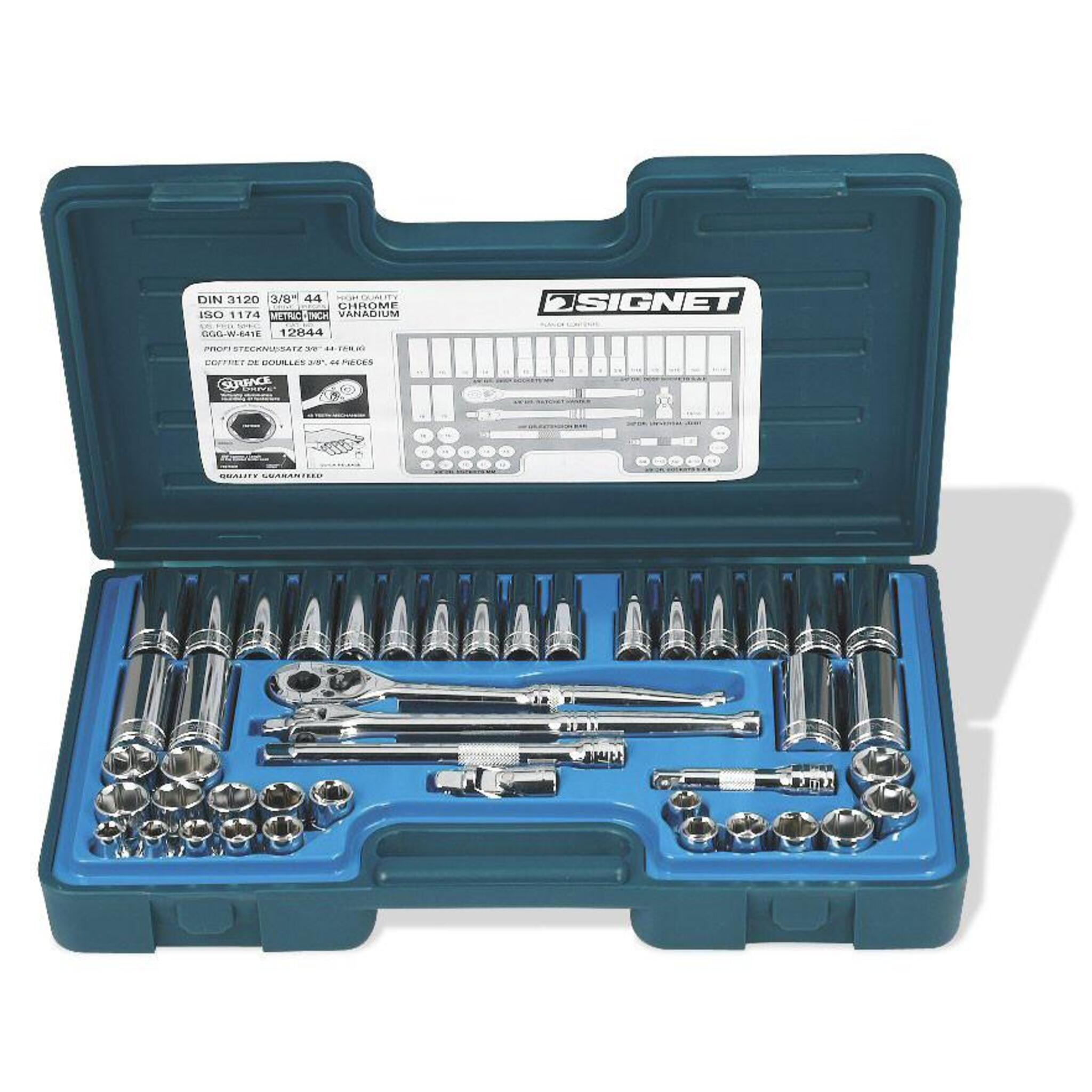 Signet 3/8" Drive 36 Piece SAE/Metric Socket Set | Regular & Deep Mechanic Tools - Cleanflow