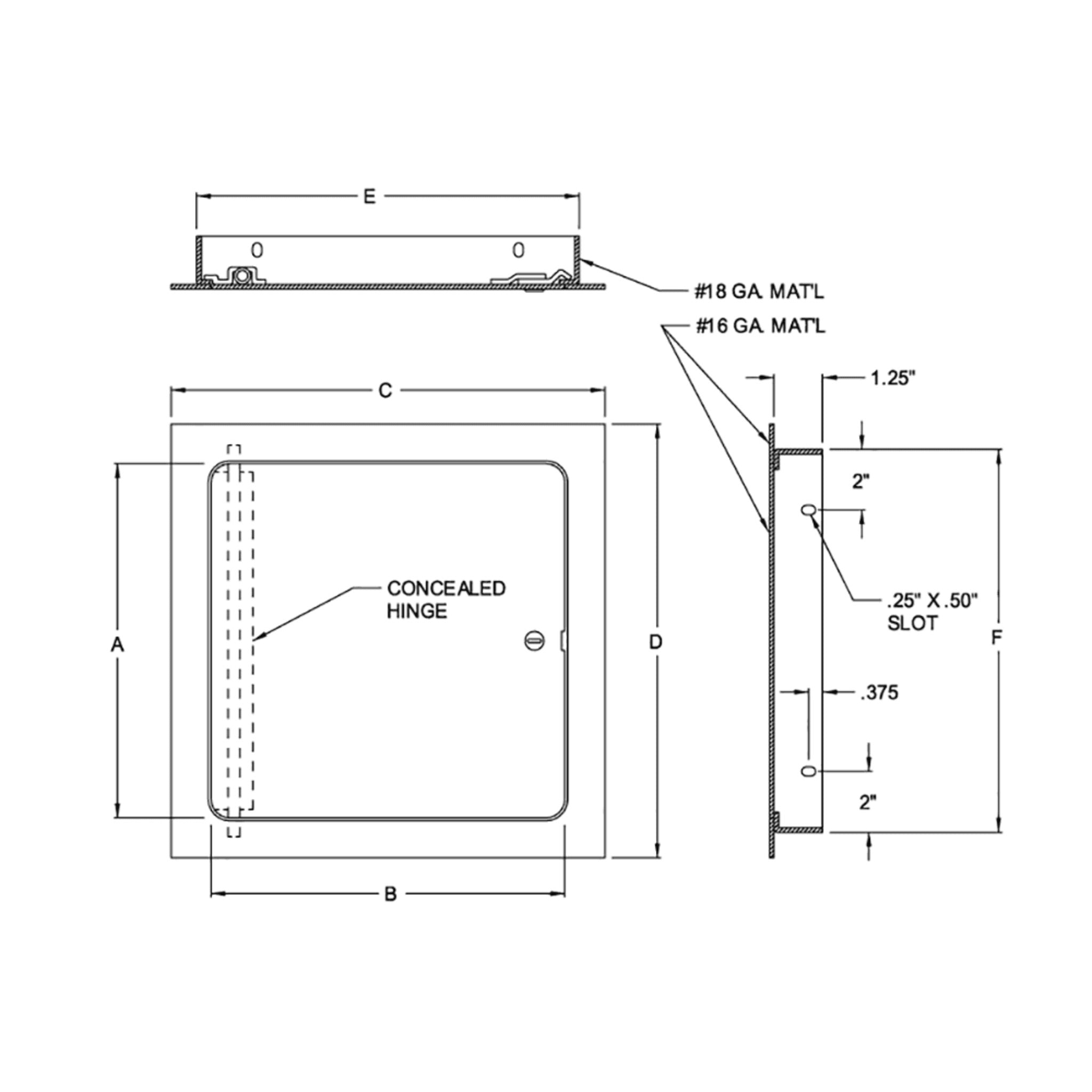 Acudor UF-5000 Universal Flush Metal Access Door