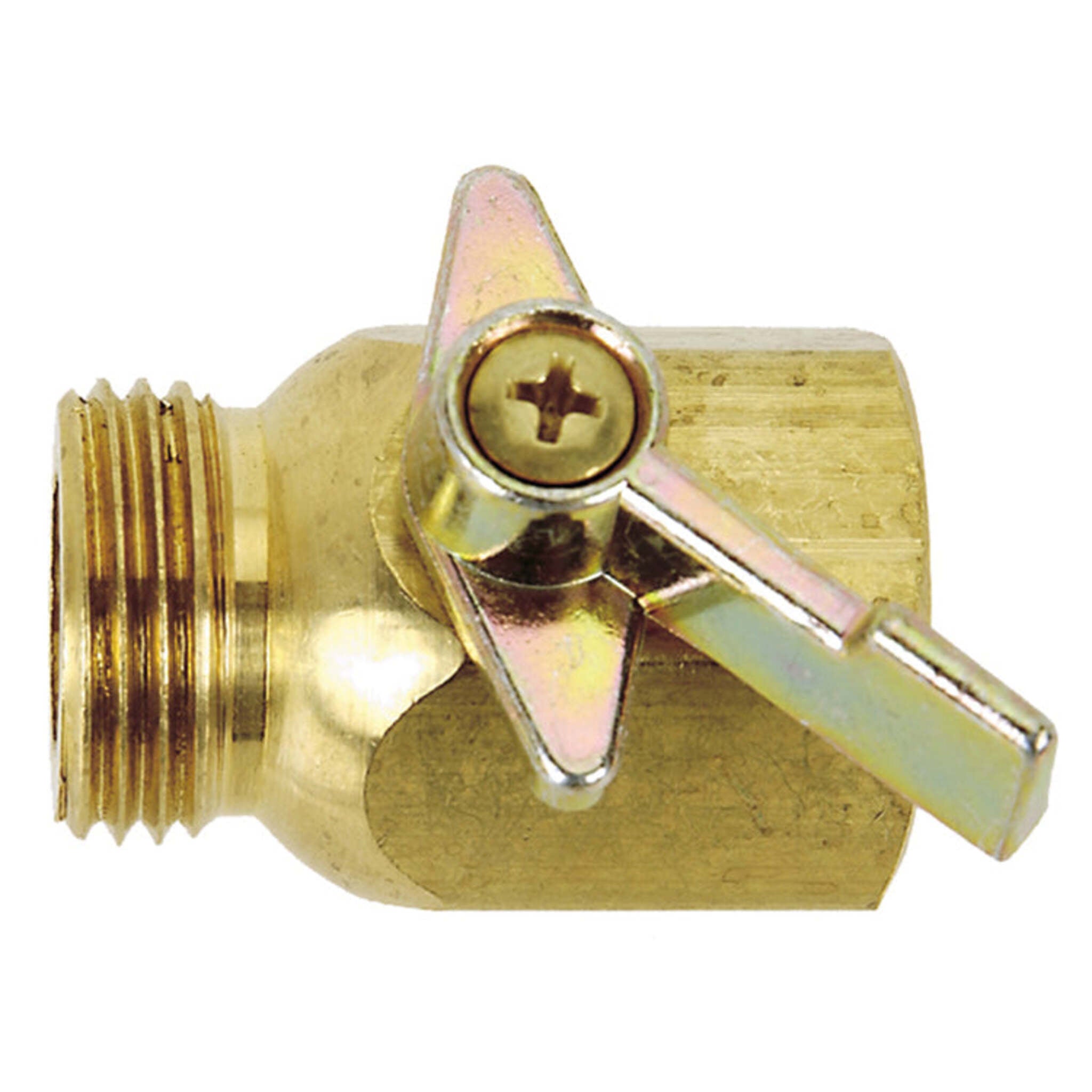 Brass Garden Hose Shut-Off Valve - Durable, Large Flow Ports, Universal Compatibility, Easy Water Control, Female Inlet, Male Outlet, Enhanced Flow