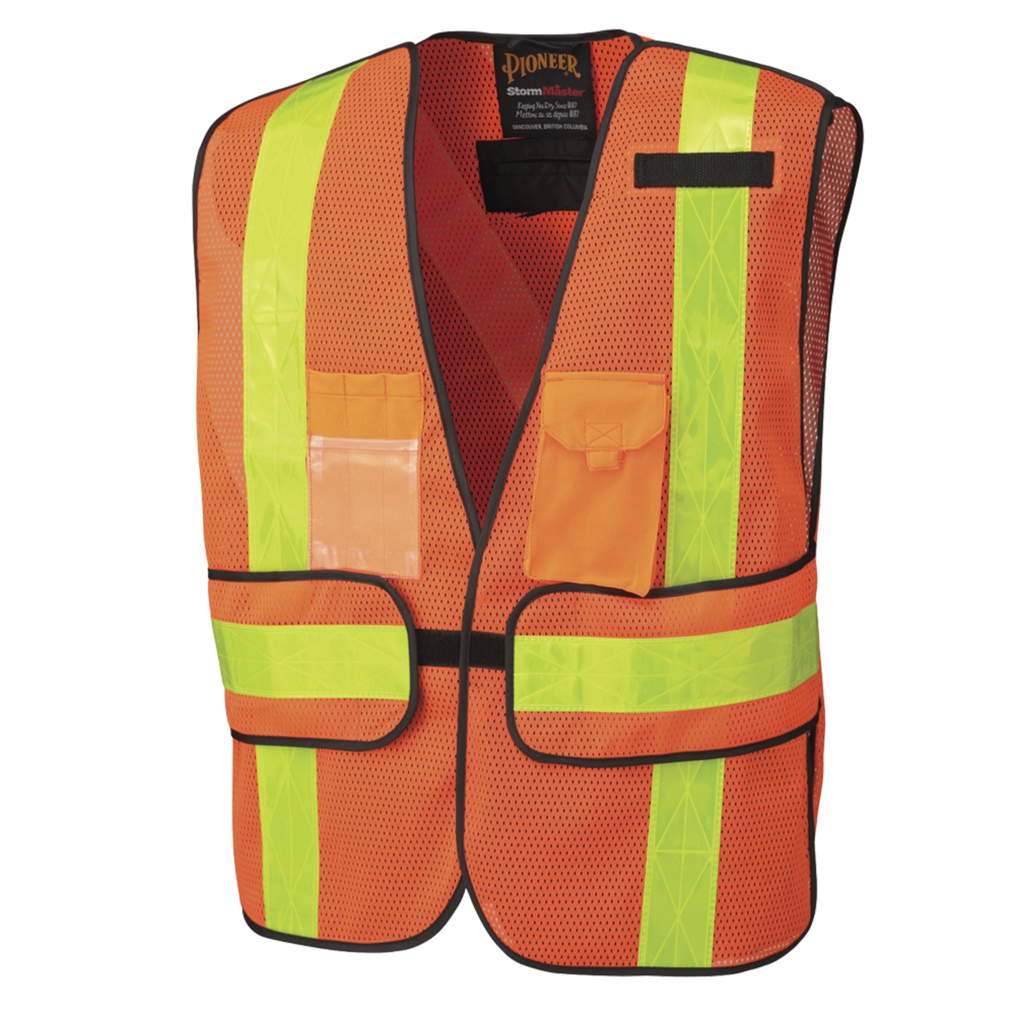 Pioneer Hi Viz All-Purpose Safety Tear-Away Vest - Poly Mesh Pockets | Orange | One Size Hi Vis Work Wear - Cleanflow