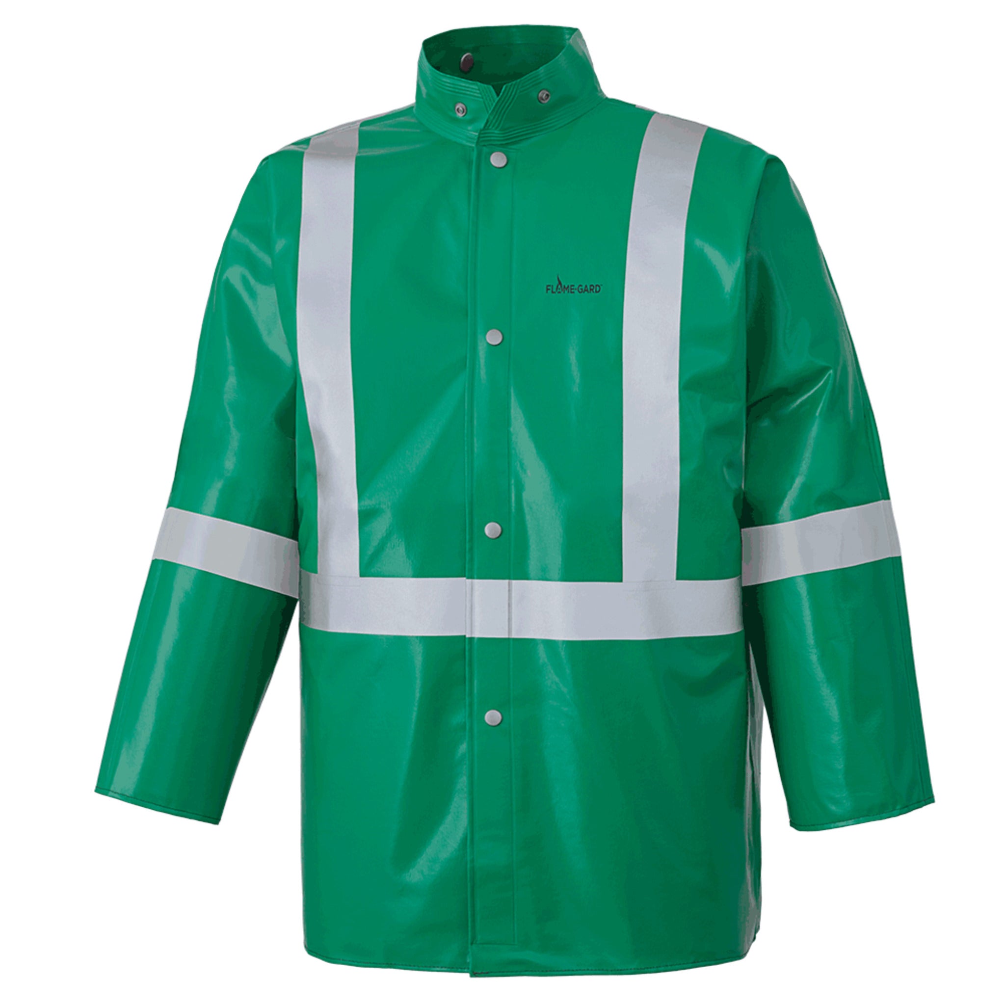 Ranpro CA-43® FR Chemical/Acid Resistant Safety Jacket - PVC/Poly | Green | Sizes Small - 4XL Flame Resistant Work Wear - Cleanflow