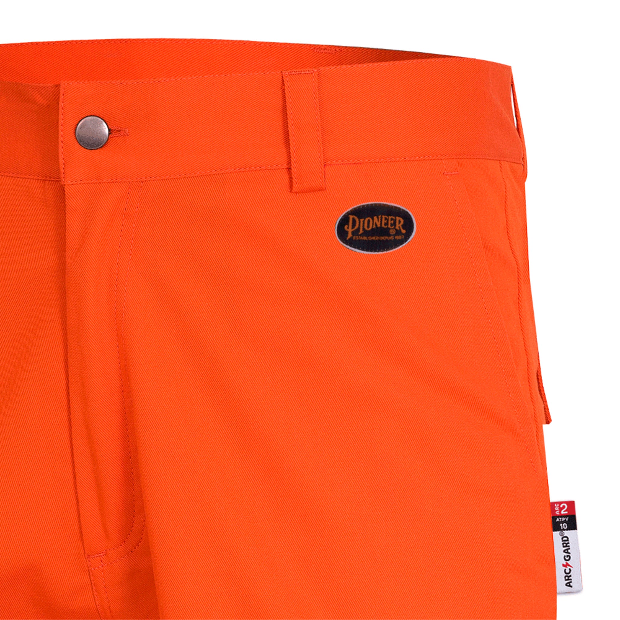 Pioneer FR-TECH® FR/ARC Rated 7 oz Hi Viz Safety Pants - 88/12 | Orange Flame Resistant Work Wear - Cleanflow