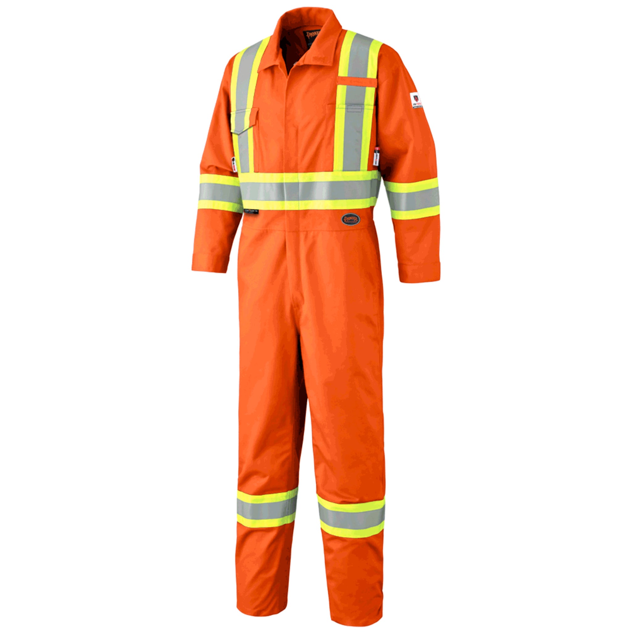 Pioneer FR-TECH® FR/ARC Rated 7 oz Hi Viz Safety Coveralls 88/12 | Orange | Sizes 36 - 60 Flame Resistant Work Wear - Cleanflow