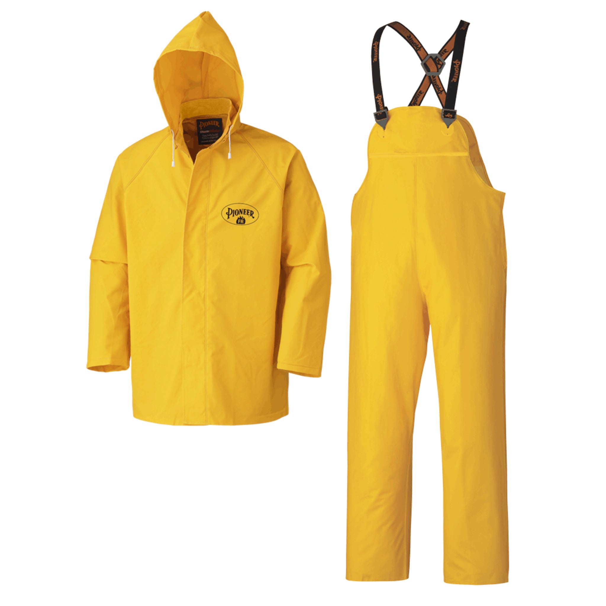 Pioneer FR Waterproof Heavy Duty 3 Piece Rainsuit | PVC/POLY/PVC | Yellow | Sizes S - 5XL Flame Resistant Work Wear - Cleanflow