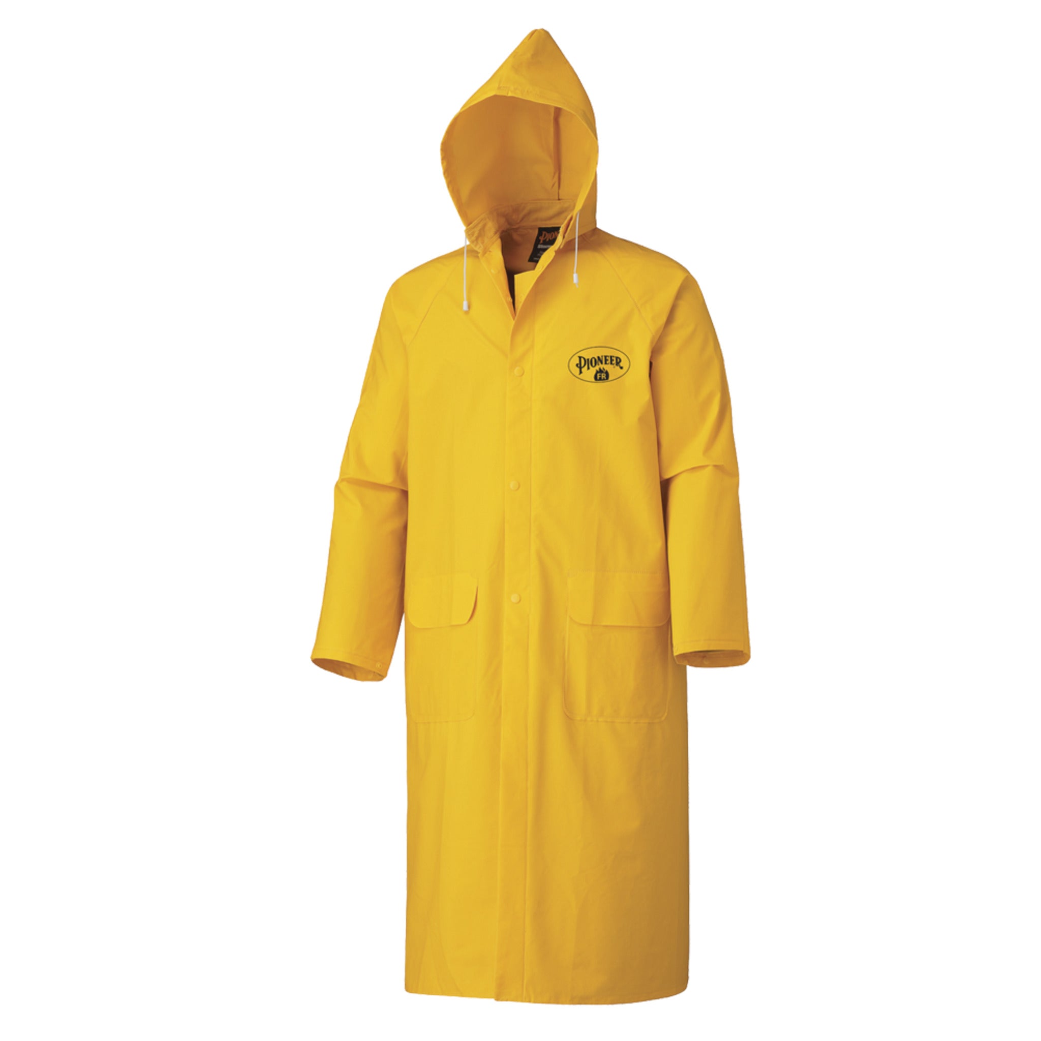 Pioneer FR Waterproof Long Coat - 48" Length - PVC/POLY/PVC | Yellow | Sizes S - 5XL Flame Resistant Work Wear - Cleanflow