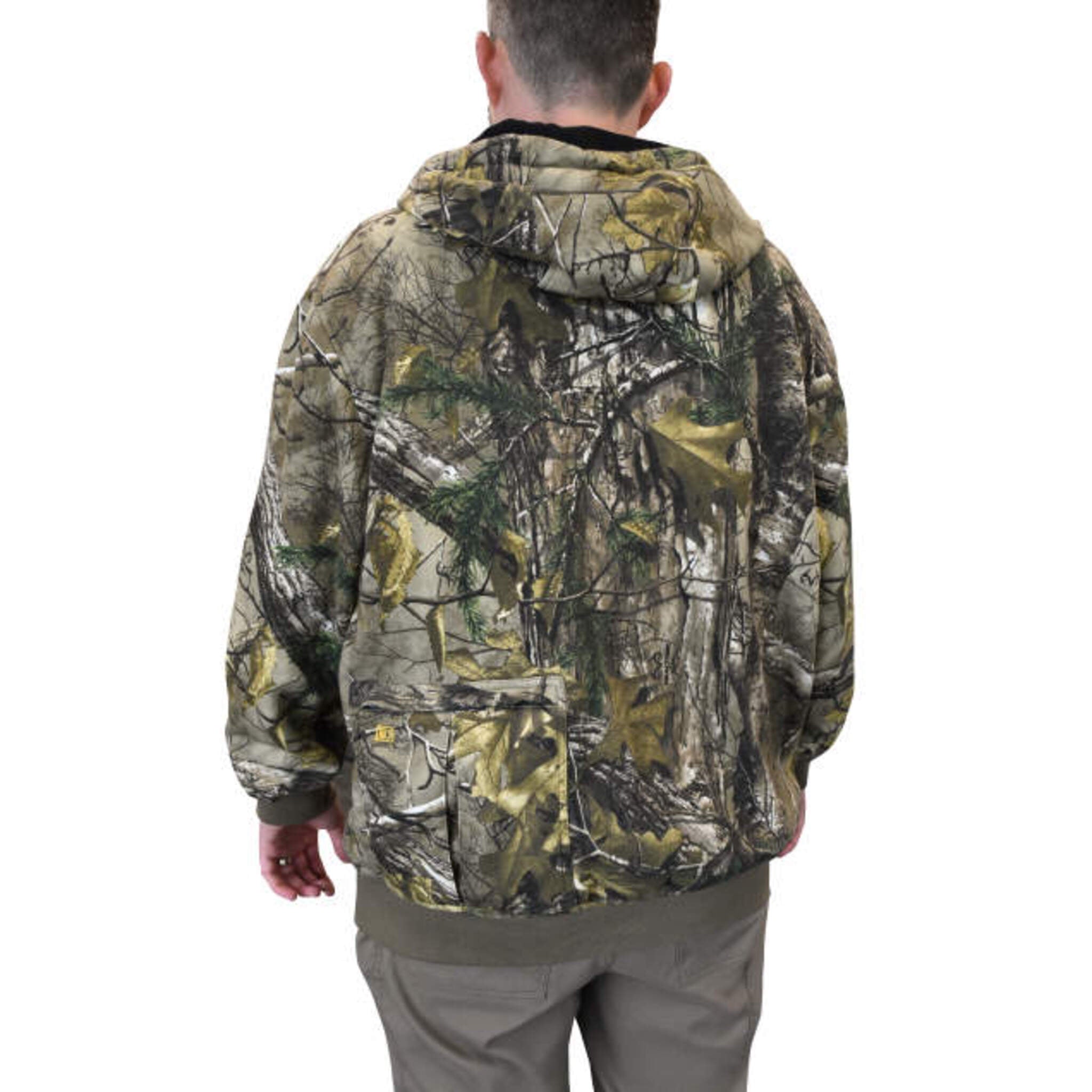 DEWALT® Men's Heated Realtree Xtra® Camouflage Hoodie with Battery – 3 Heating Zones, Thermal Waffle Knit Lining, Wind Resistant | Sizes S-3XL