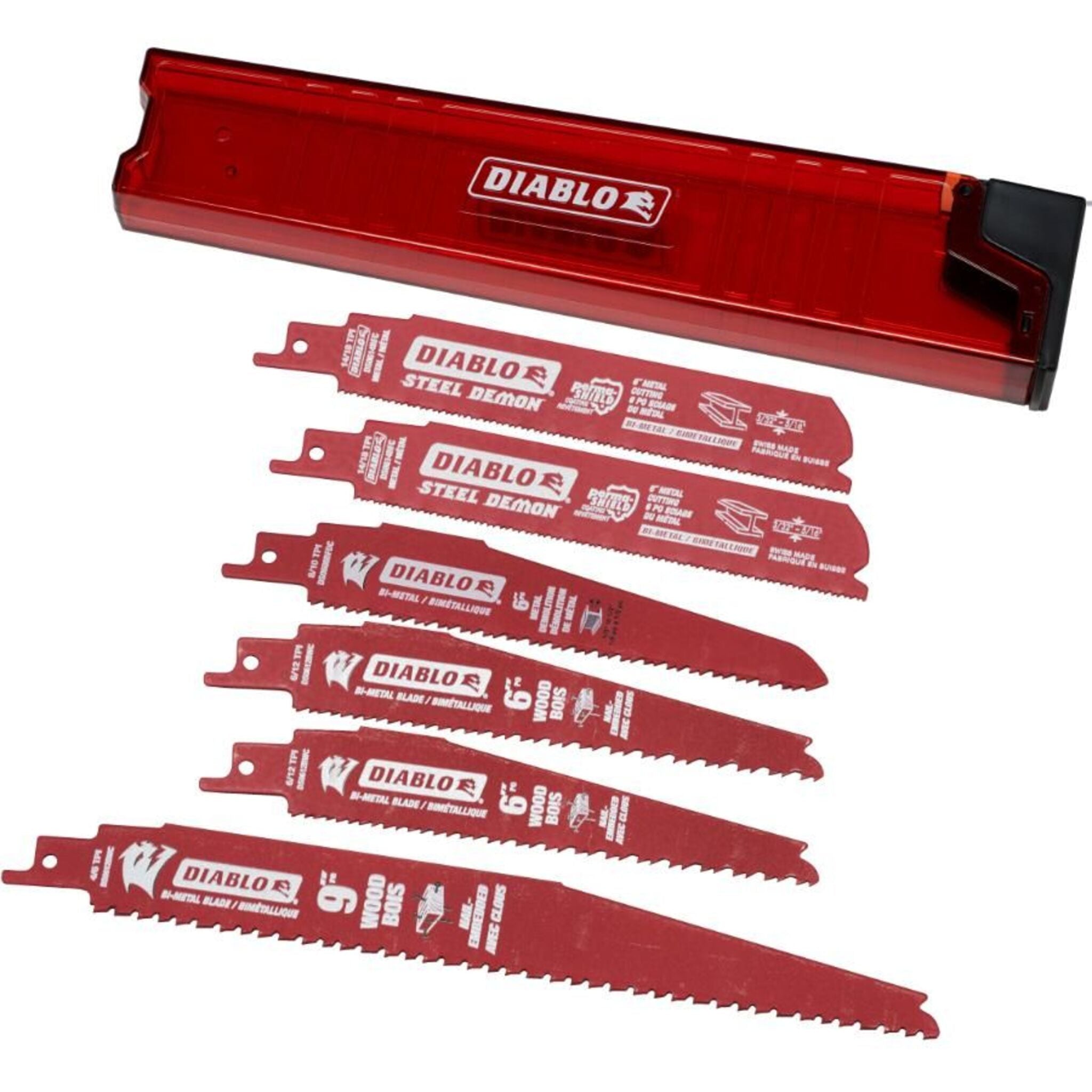 Diablo 6-Piece Bi-Metal Reciprocating Saw Blade Set | For Wood, Metal, Nail-Embedded Wood | Includes Storage Case & Perma-SHIELD Coating