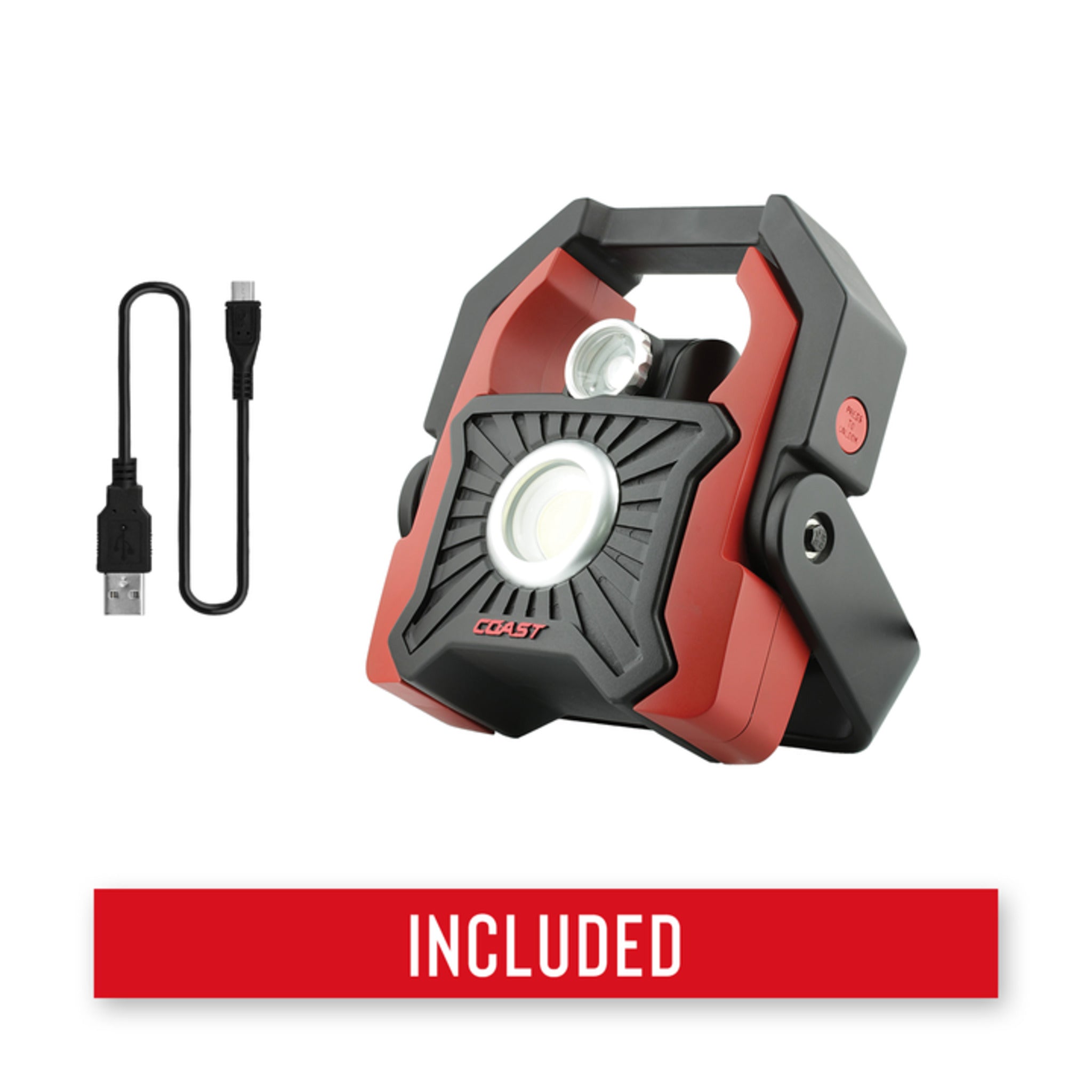 Coast® WLR2 Rechargeable Focusing Work Light - 2000 Lumens, 280M Beam, TWIST FOCUS™, 3 Modes, Dual Power, USB-Out, IP54 Rated, Durable, Reliable