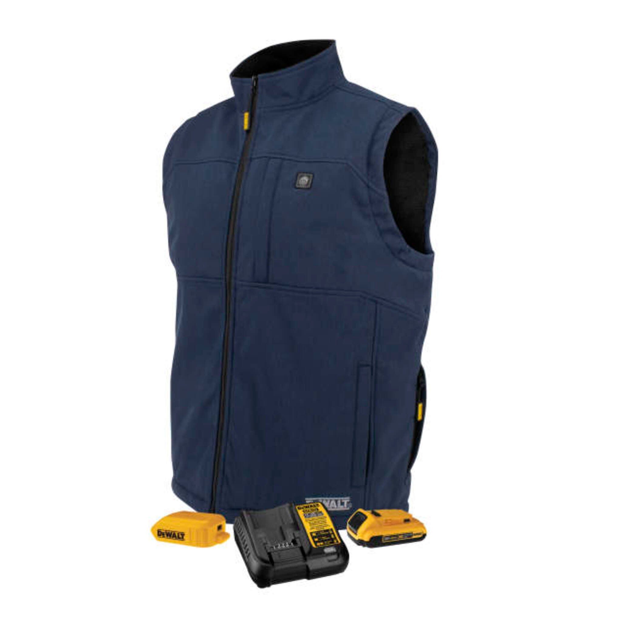 DEWALT® Men's Navy Heated Vest with Battery – Lightweight, 3 Heating Zones, Moisture-Wicking Sherpa Lining, Adjustable Fit | Sizes S-3XL