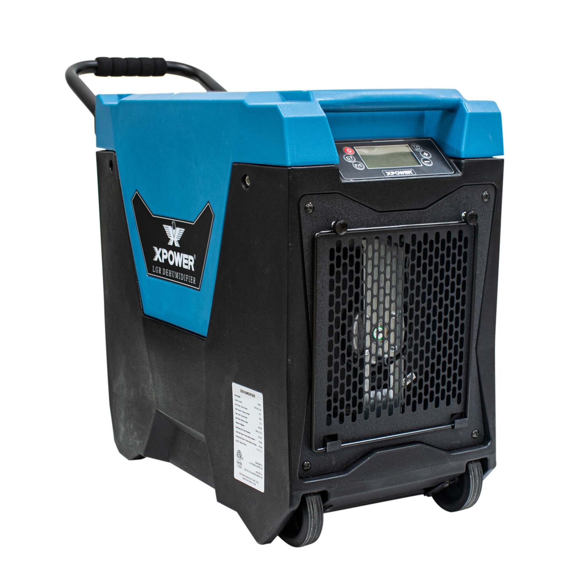 XPOWER XD-85L2 LGR Commercial Dehumidifier (85/145PPD) with Pump, Drain Hose, Handle and Wheels, Digital Display