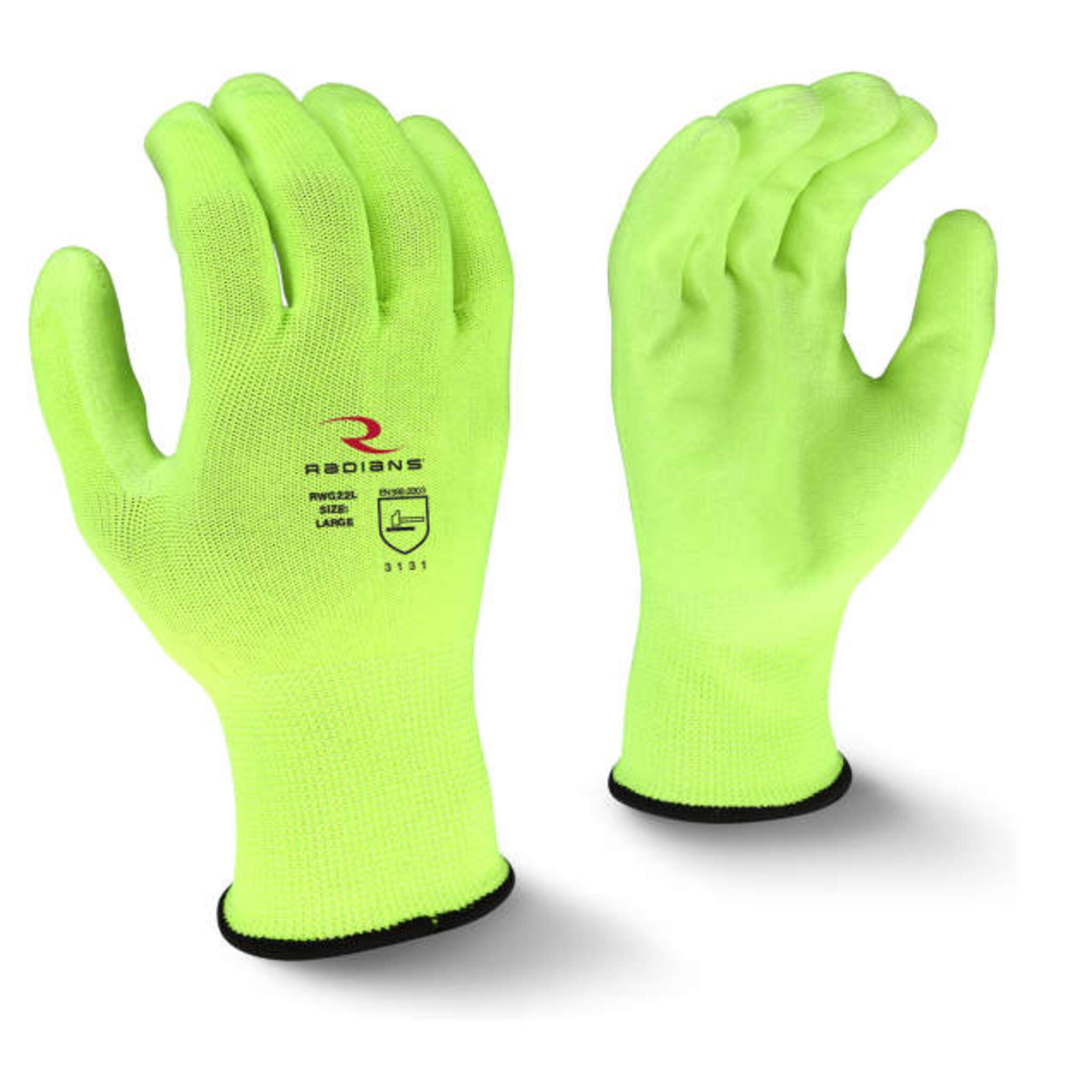 Radians Hi-Viz Breathable Polyester Gloves with Polyurethane Grip - Pack of 12 Pairs | Limited Selection