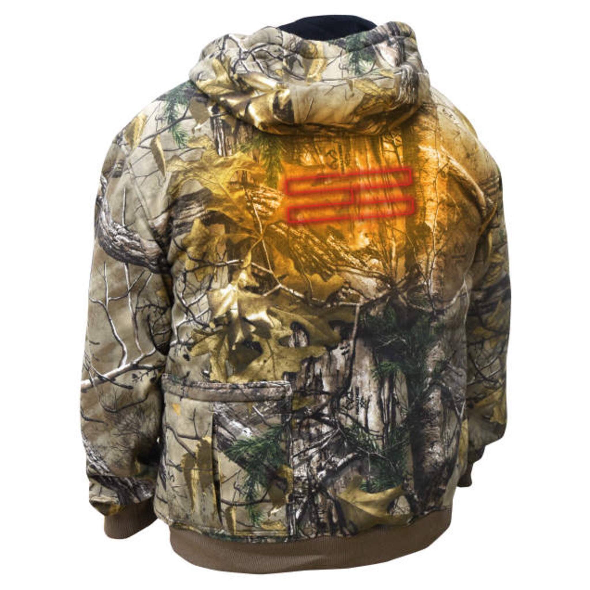 DEWALT® Men's Heated Realtree Xtra® Camouflage Hoodie with Battery – 3 Heating Zones, Thermal Waffle Knit Lining, Wind Resistant | Sizes S-3XL