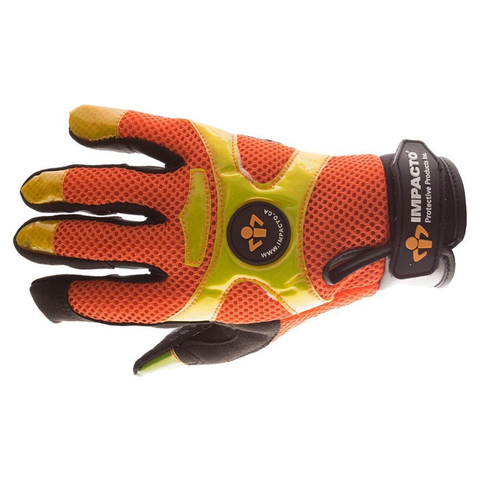 Impacto Hi-Vis Anti-Vibration Mechanic's Style Suede Leather Silicone Grip Glove with Air Glove® Technology Work Gloves and Hats - Cleanflow