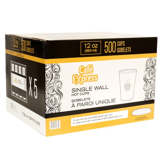 Café Express Single Wall Hot Cups - 10, 12 & 16 oz - Case of 500