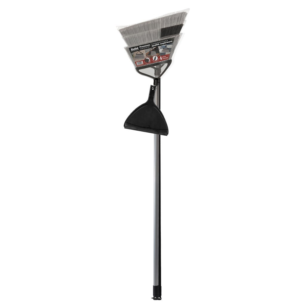 Deluxe 4-Piece Angle Broom & Dust Pan Cleaning Set