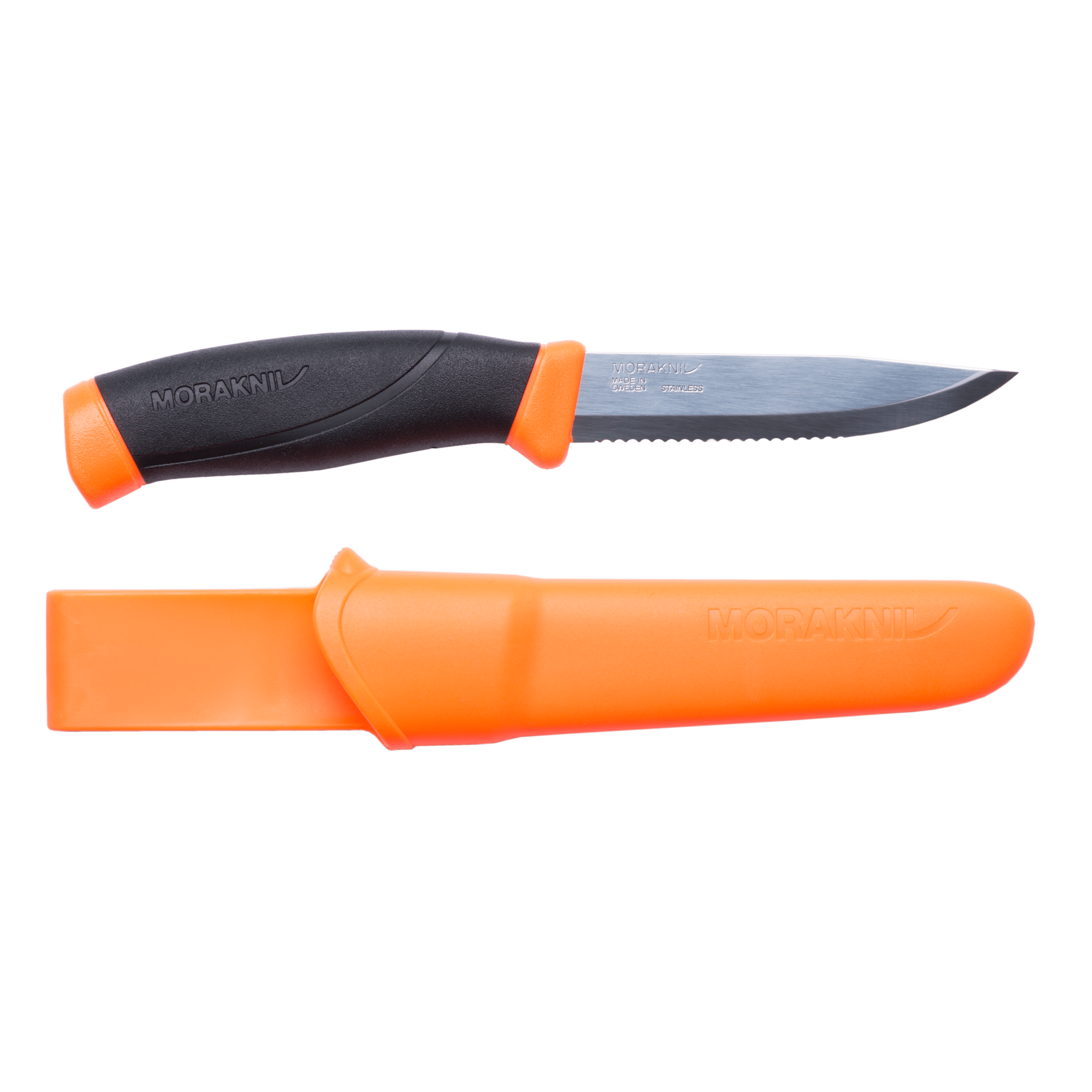 Morakniv Companion 4" Serrated Stainless Blade Knife | Hi-Vis Orange Handle