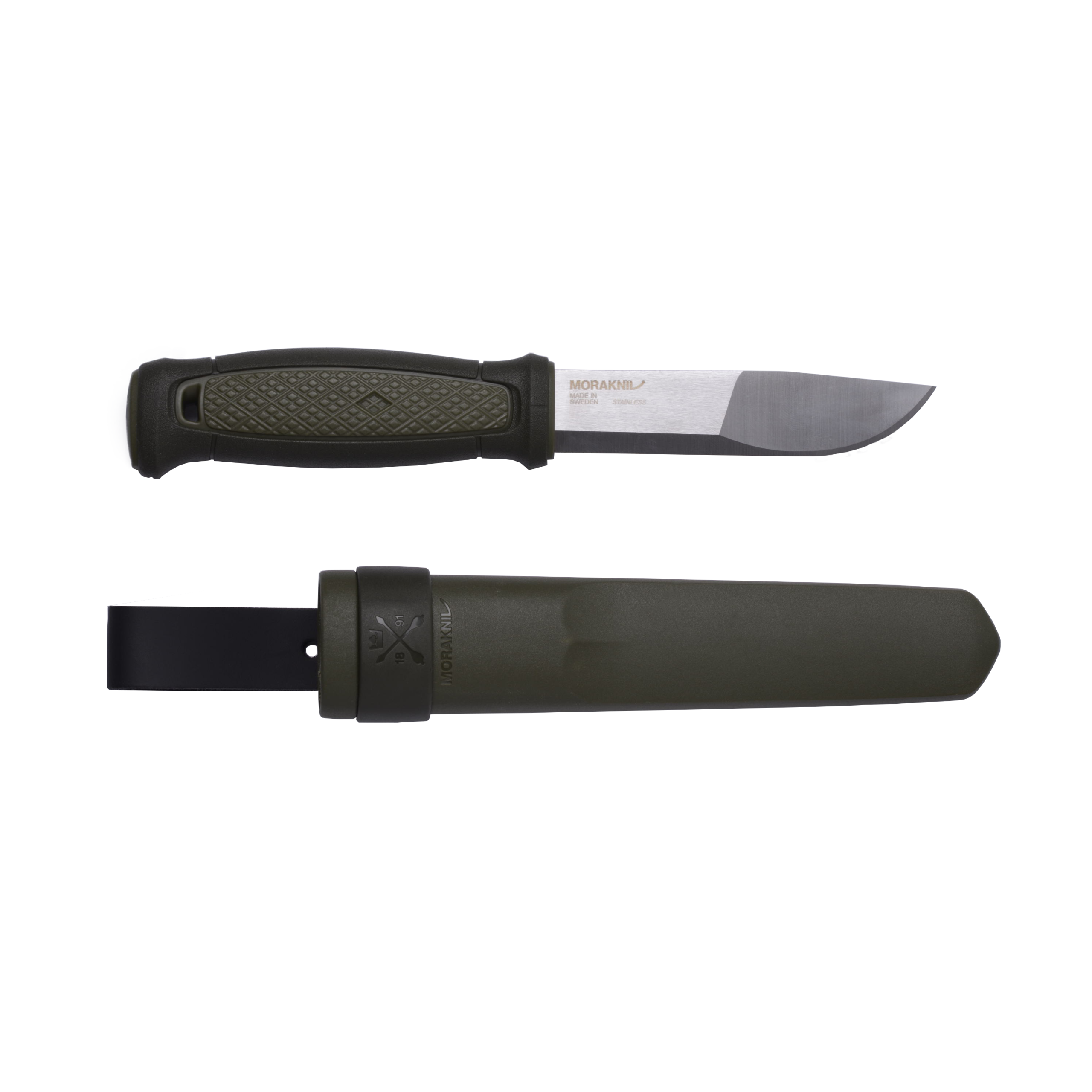 Morakniv Kansbol Camping Knife with Profiled 4.3" Stainless Blade and Sheath | Dark Green