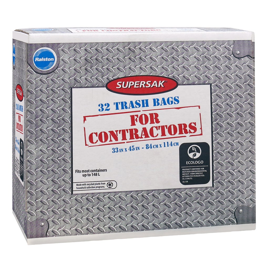 Supersak 39 Gallon Contractor Trash Bags - 2.2 Mil - Pack of 32