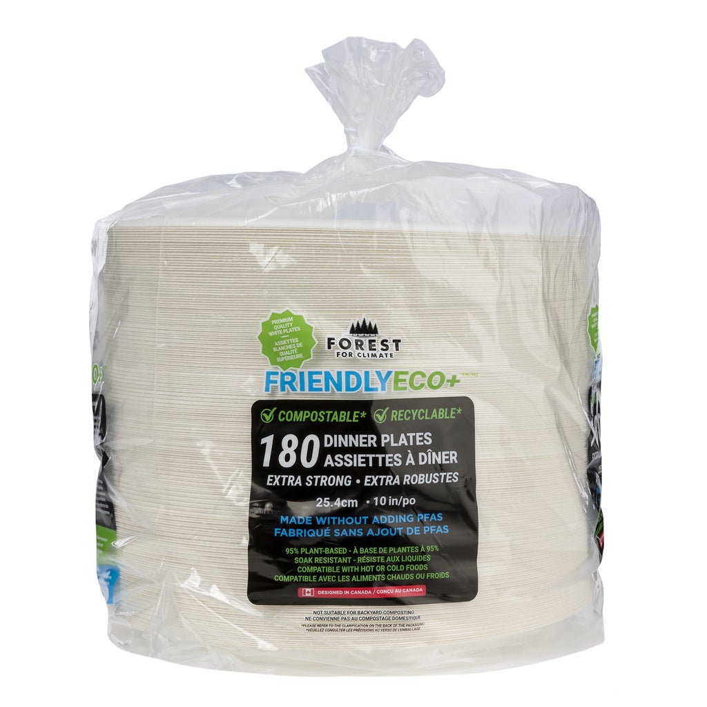 Extra Strong 10" Disposable Dinner Plates - Compostable - Pack of 180
