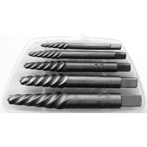 Screw Extractor Set 5-Piece – Spiral or Square Flute, Sizes #1–#5, Covers 1/8" to 3/4" Screws, High Carbon Steel, Includes Plastic Storage Case