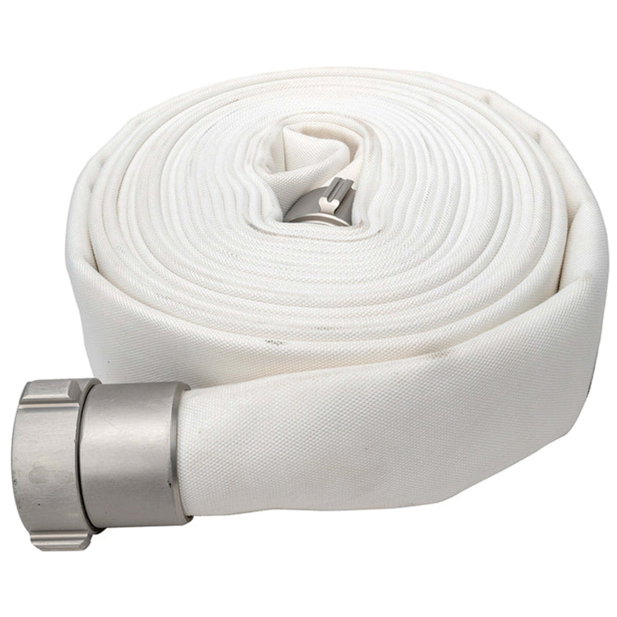 Double Jacket Fire Hose Assembly, 2-1/2" ID, 300 PSI, Rubber Lined, Hard-Coat Aluminum Hydrant Fittings, UL Listed
